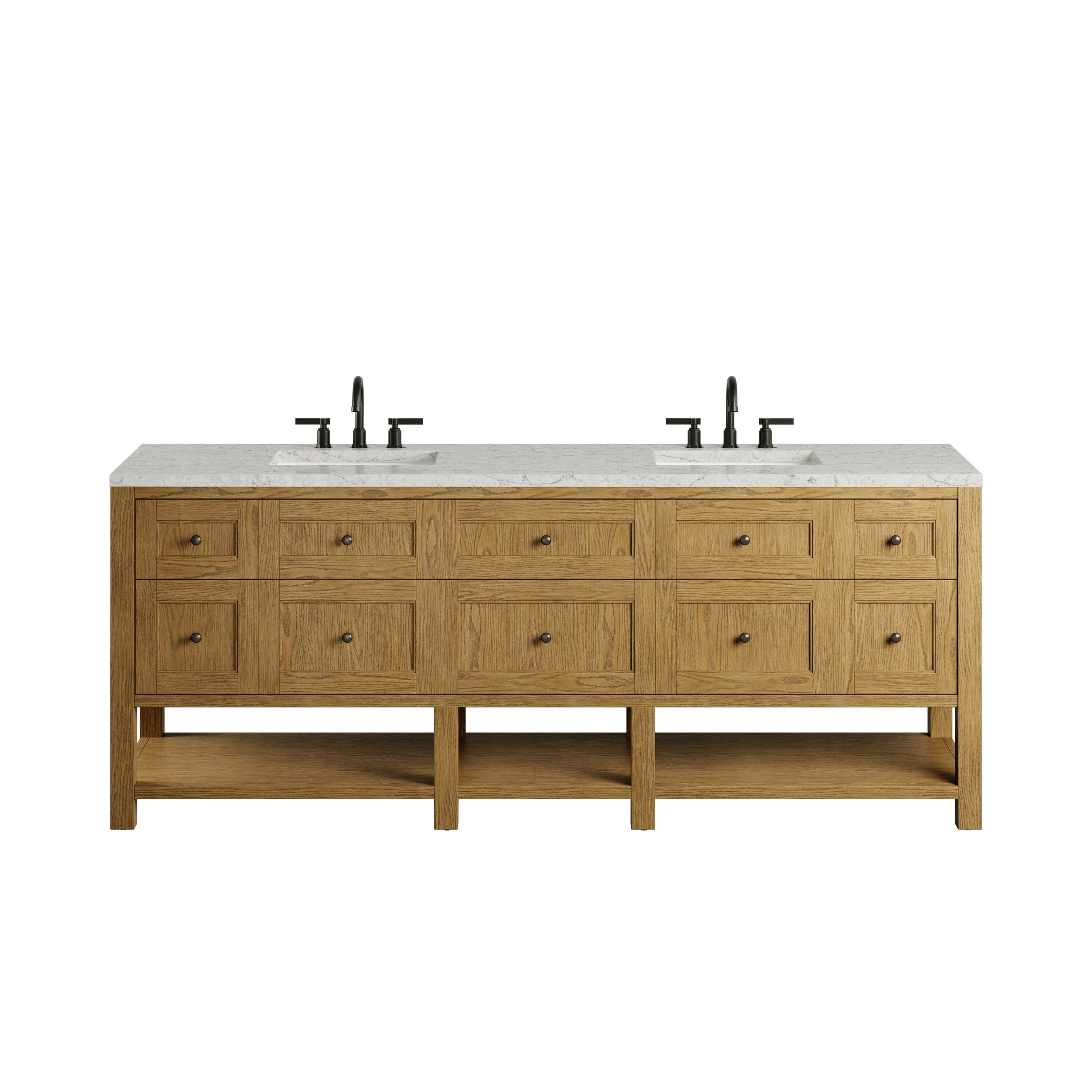 James Martin Vanities Breckenridge 84-in Light Natural Oak Undermount Double Sink Bathroom Vanity with Quartz Top