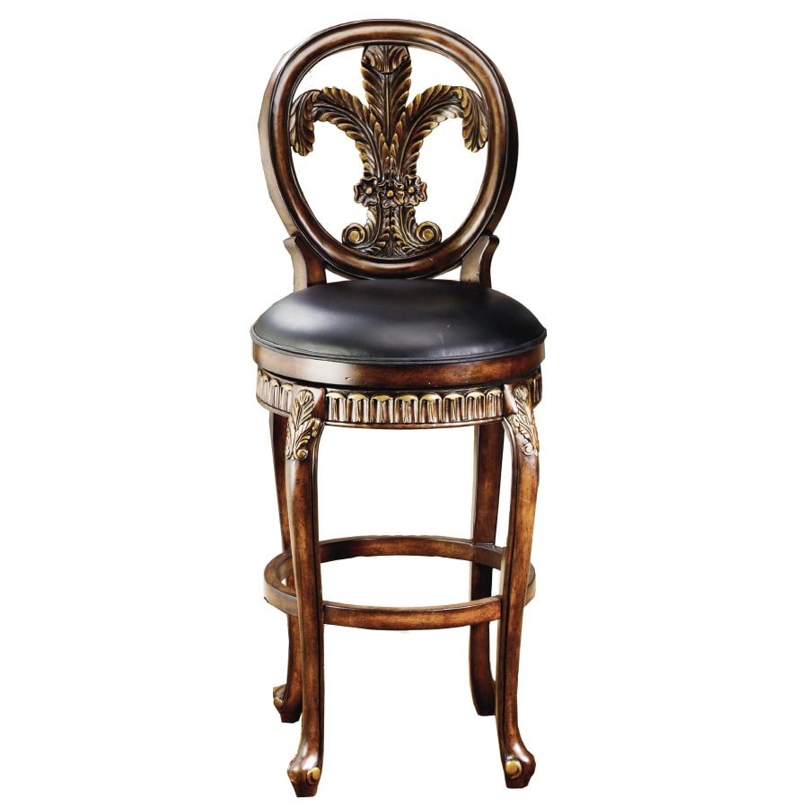 French Style Arm Accent Chair Black Gold Green Fleur de Lis