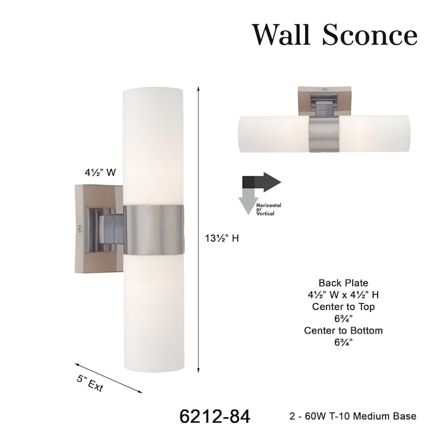 Minka Lavery 4.5-in W 2-Light Brushed Nickel Modern/Contemporary Wall ...