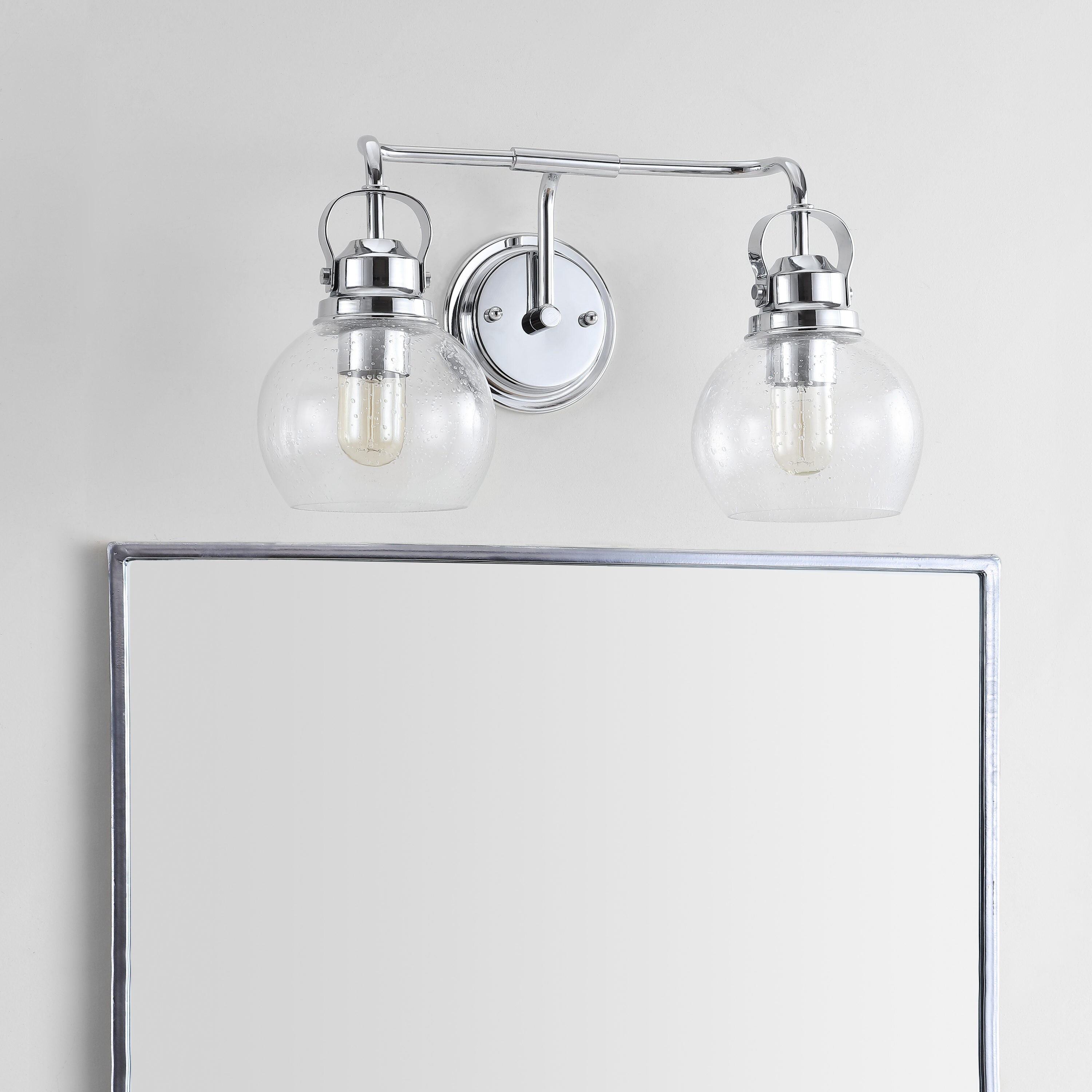 Shirley 17.5" Polished Chrome and Clear Glass 2-Light Vanity Sconce