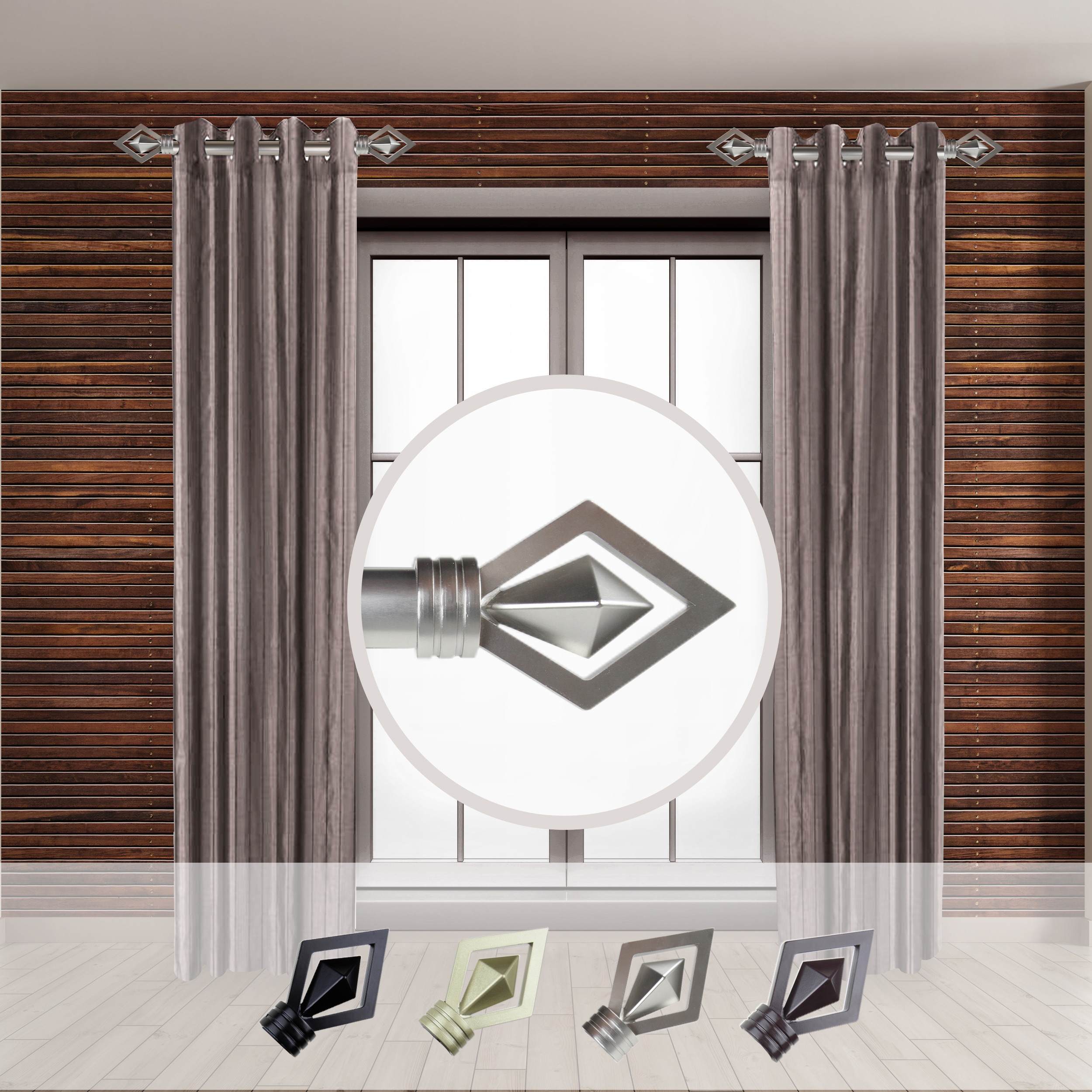 Hart & Harlow LO-SIDE100-69-5 Lester 1-in 12-in to 20-in Satin Nickel Steel Side curtain rod with Finials