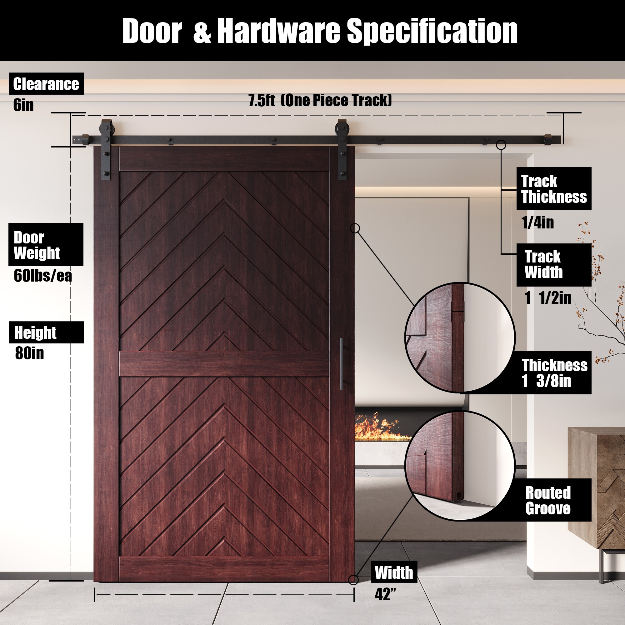 HOMACER YT1H090C-JT1-4280-RD Barn-Doors - View #2