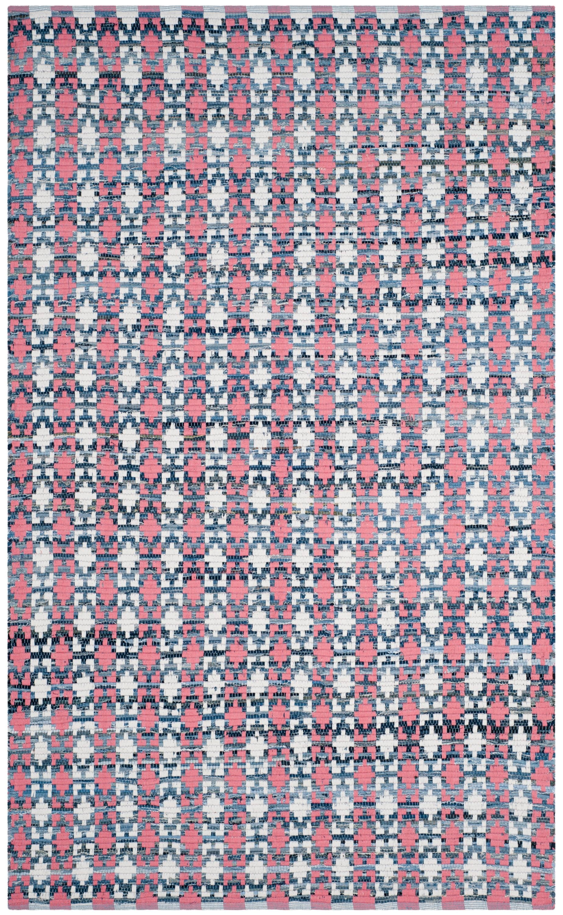 Safavieh MTK123D-5 Montauk Bondi 5 x 8 (ft) Cotton Coral/Multi Rectangular Indoor Stripe Coastal Area rug