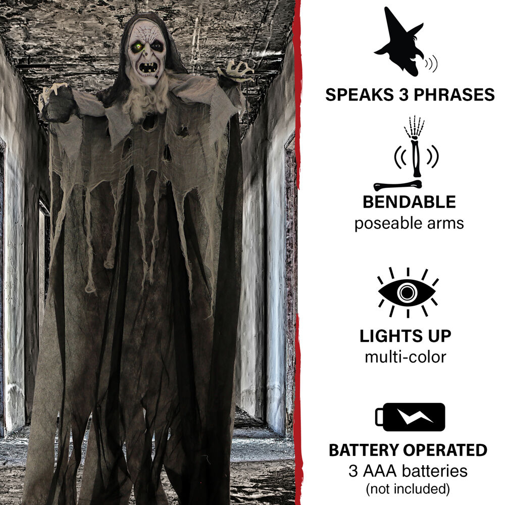Haunted Hill Farm 73-in Talking Lighted Witch Figurine at Lowes.com