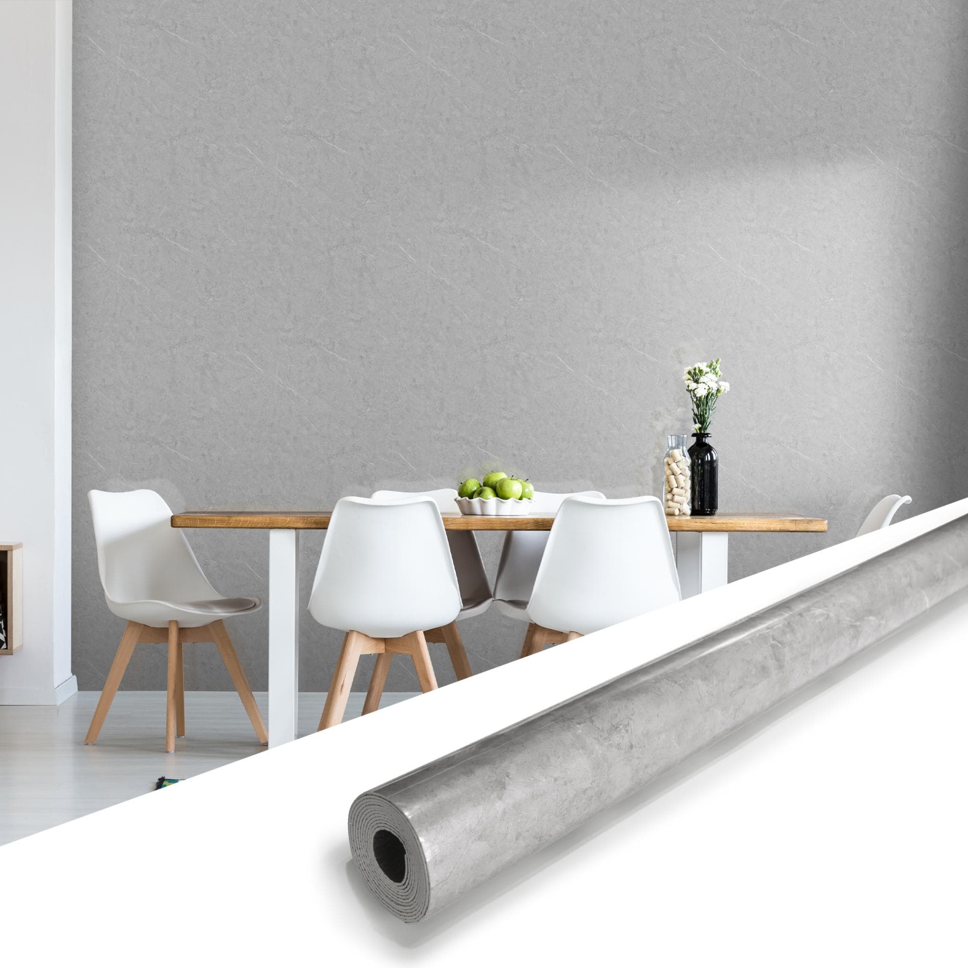 SUNWINGS WPR-GRY-1 38.75-Sq. Feet Armani Gray Vinyl Abstract Self-adhesive Peel and Stick Wallpaper