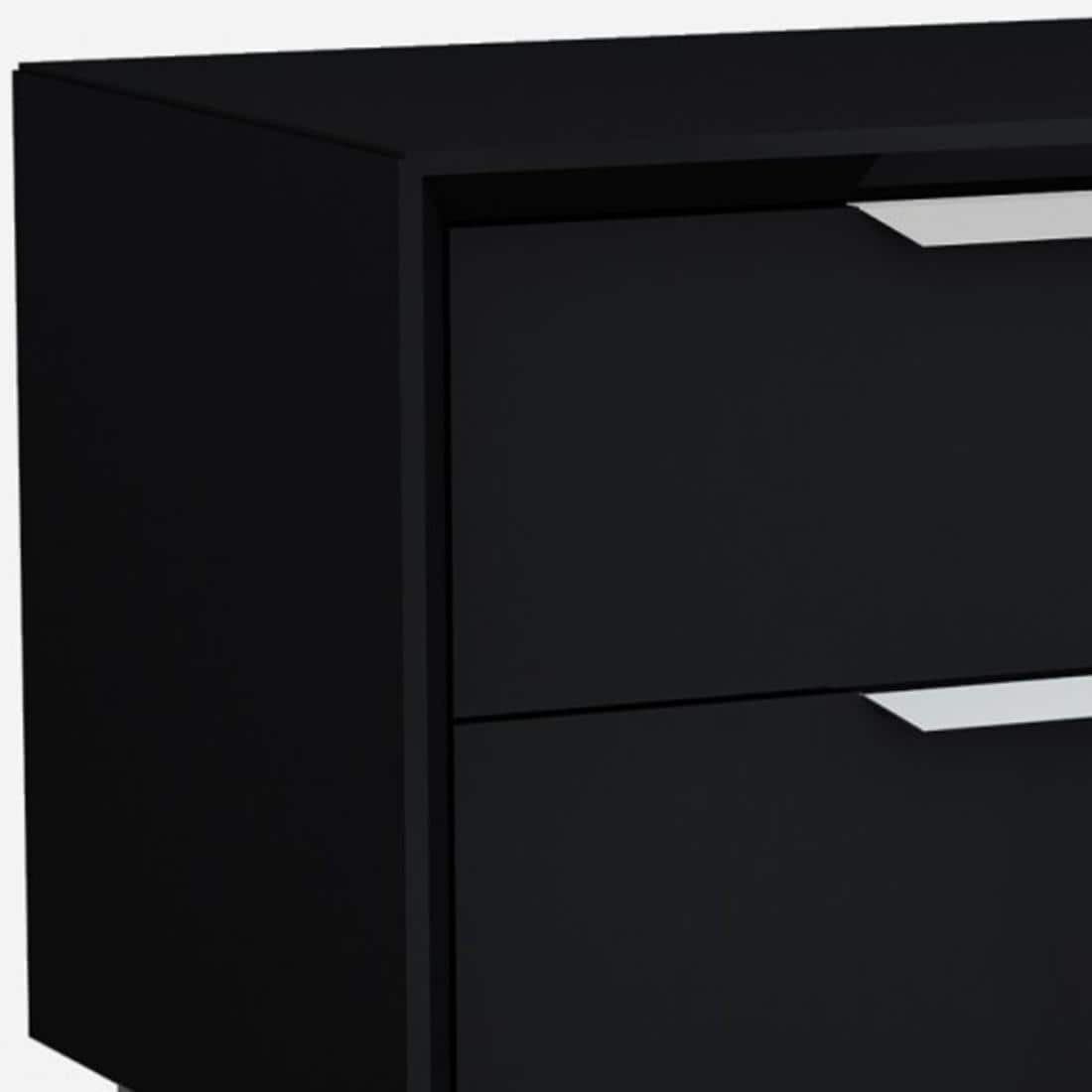 Black and Brown Oak Veneer Two Drawer Nightstand