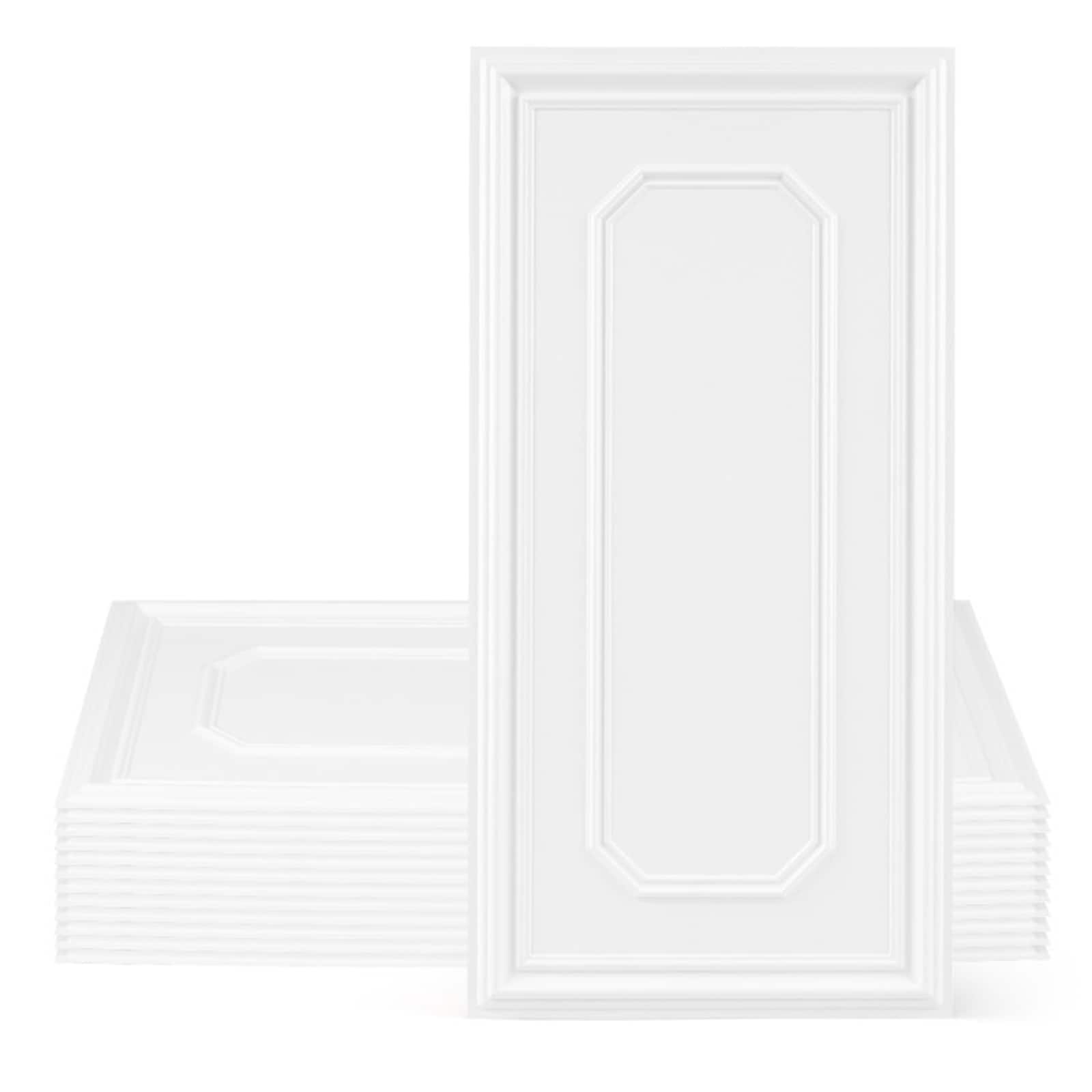 SUGIFT White PVC Ceiling Tiles 12-Pack 48-in by 24-in with Cuttable 3D Design featuring 95-sq ft Coverage Paintable and Decorative #LW038SUGHY970