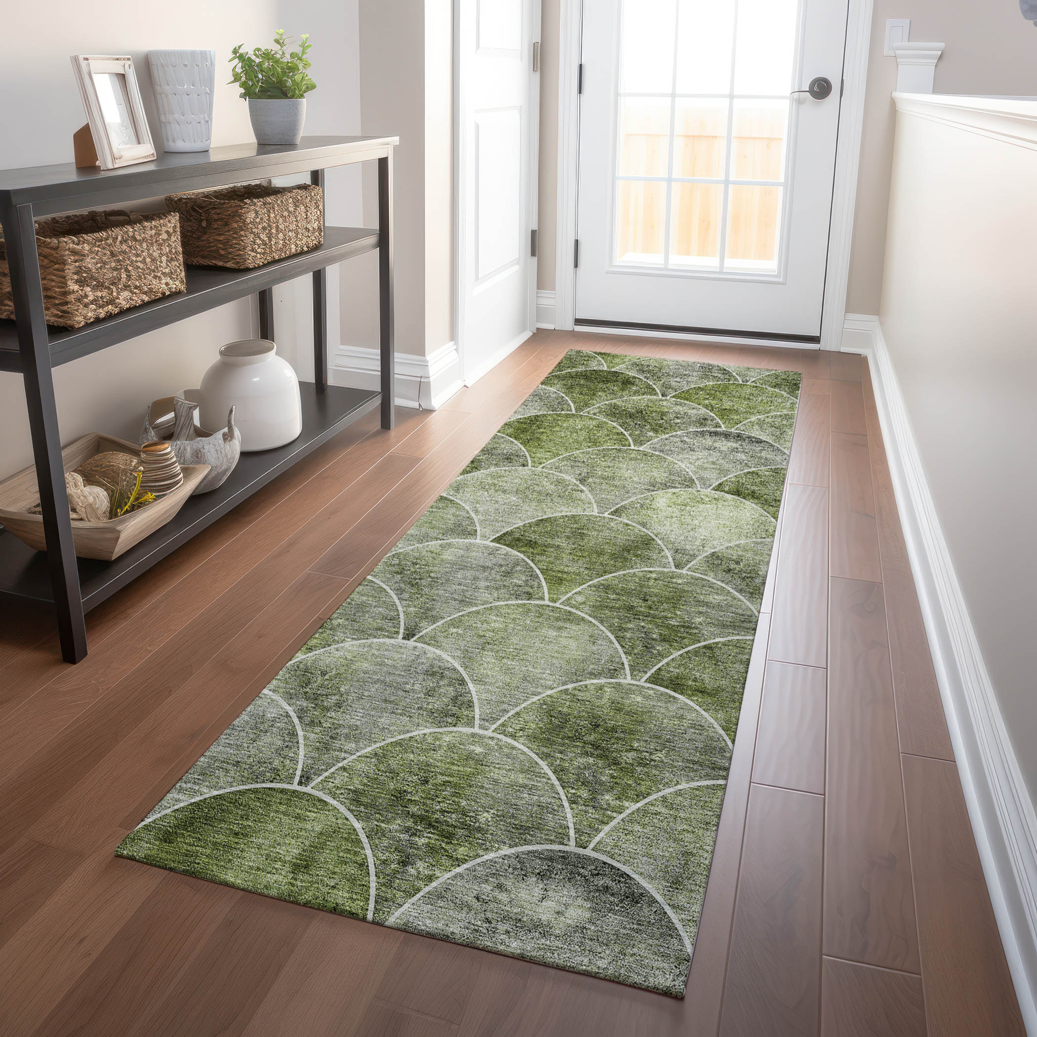 Addison Rugs ACN594GE2X8 Chantille ACN594GE 2 x 7 (ft) Polyester Green Rectangular Indoor/Outdoor Abstract Machine washable Runner rug
