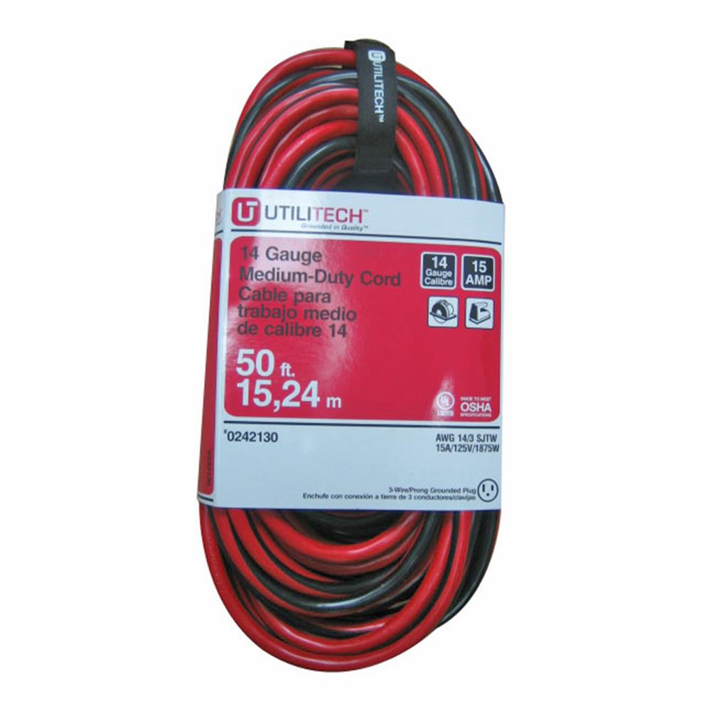 Utilitech 50-ft 14/3-Prong Sjtw Medium Duty General Extension Cord At ...