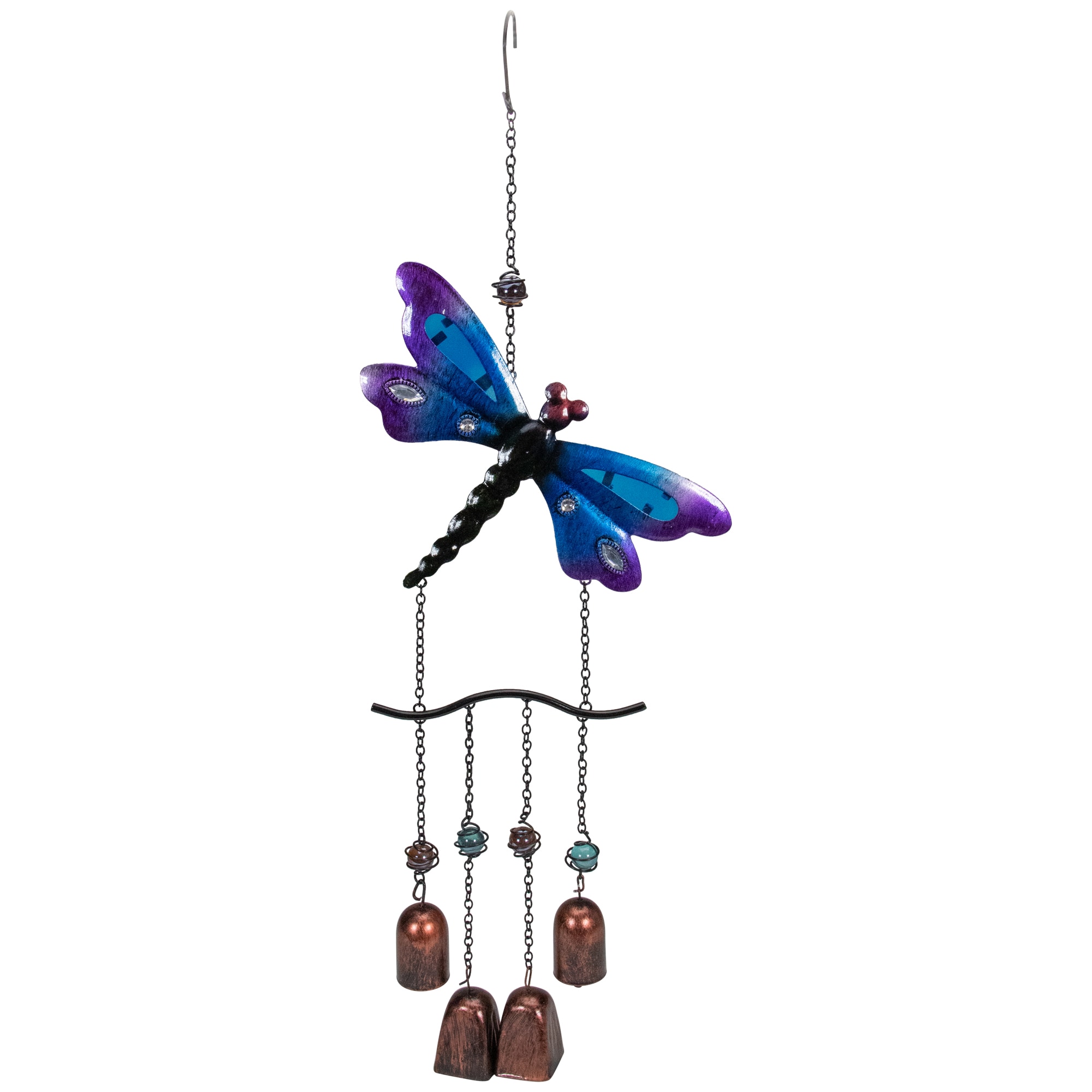 Northlight 24 inch Purple and Bronze Dragonfly Outdoor Garden Windchime