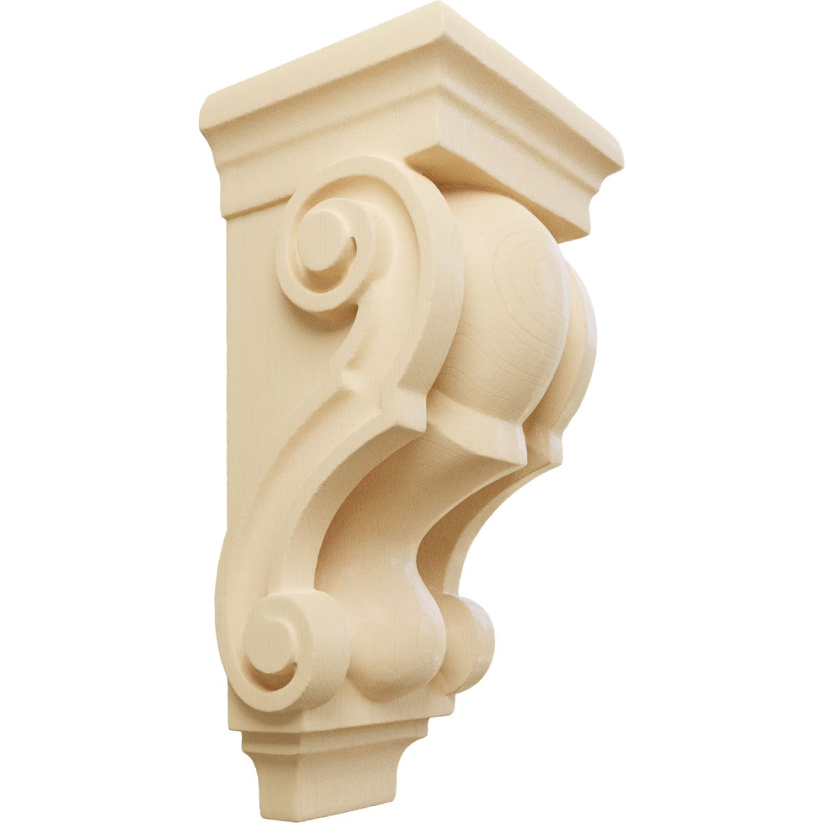 Ekena Millwork CORW03X03X07TRMA 3.5-in x 3.0-in x 7-in Unfinished Maple Wood Paintable/Stainable Corbel