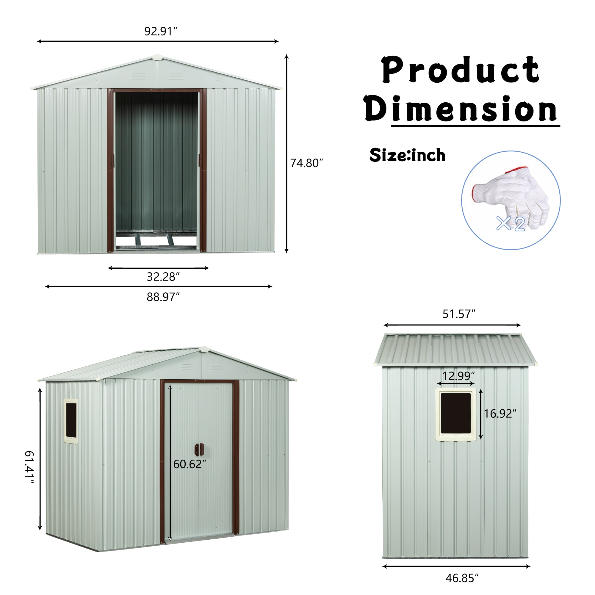 WELLFOR TACW54039 Metal-Storage-Buildings-Sheds - View #2