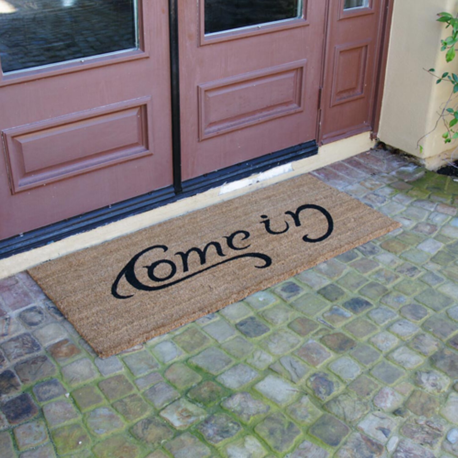 Rubber-Cal 2-ft x 5-ft Brown Rectangular Indoor or Outdoor Welcome