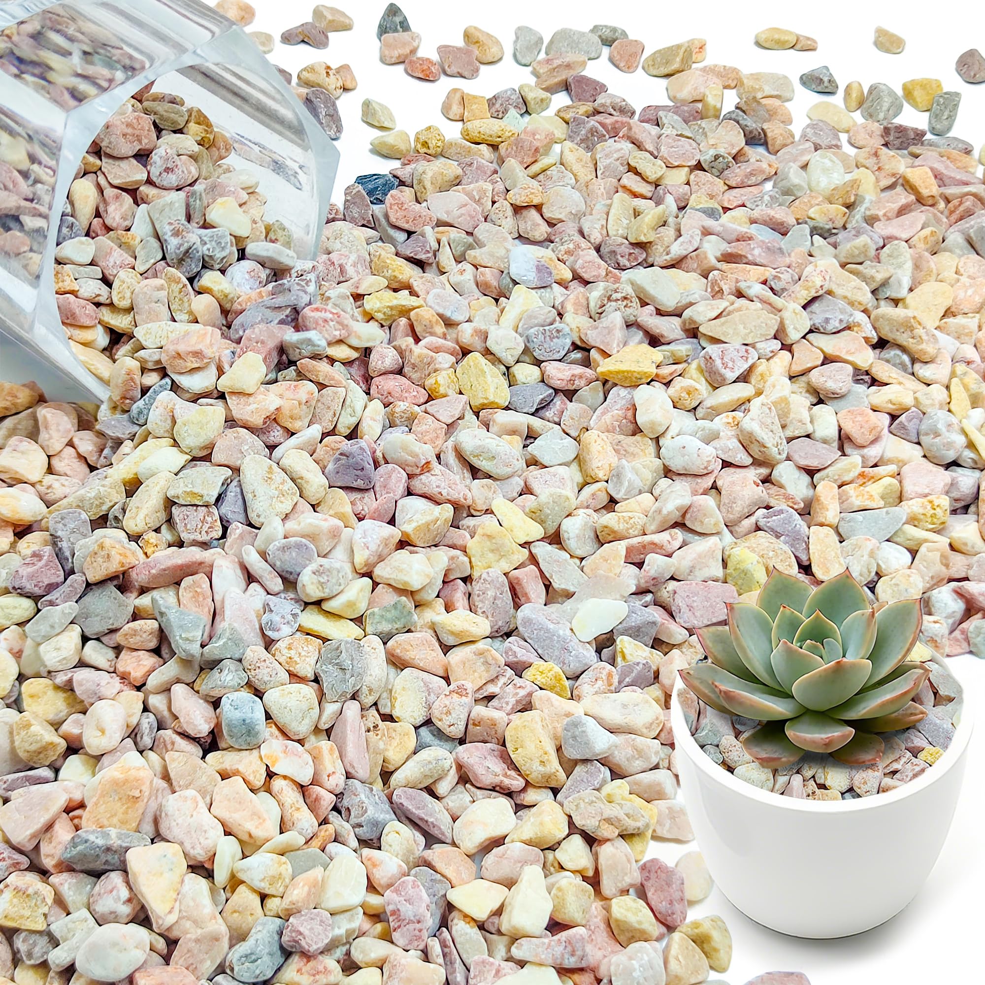 Oyezvary  1 Piece 1 Point 1LB Decorative Gravel Pebbles Mixed Color Stones for Indoor Plants Aquarium Vase Outdoor Garden Pathway Lawn Landscaping