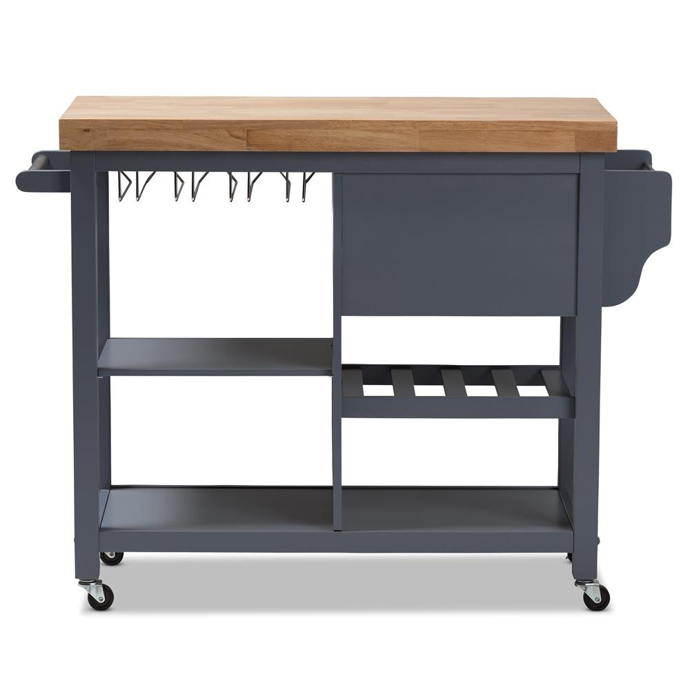 Baxton Studio Gray Wood Base with Composite Wood Top Rolling