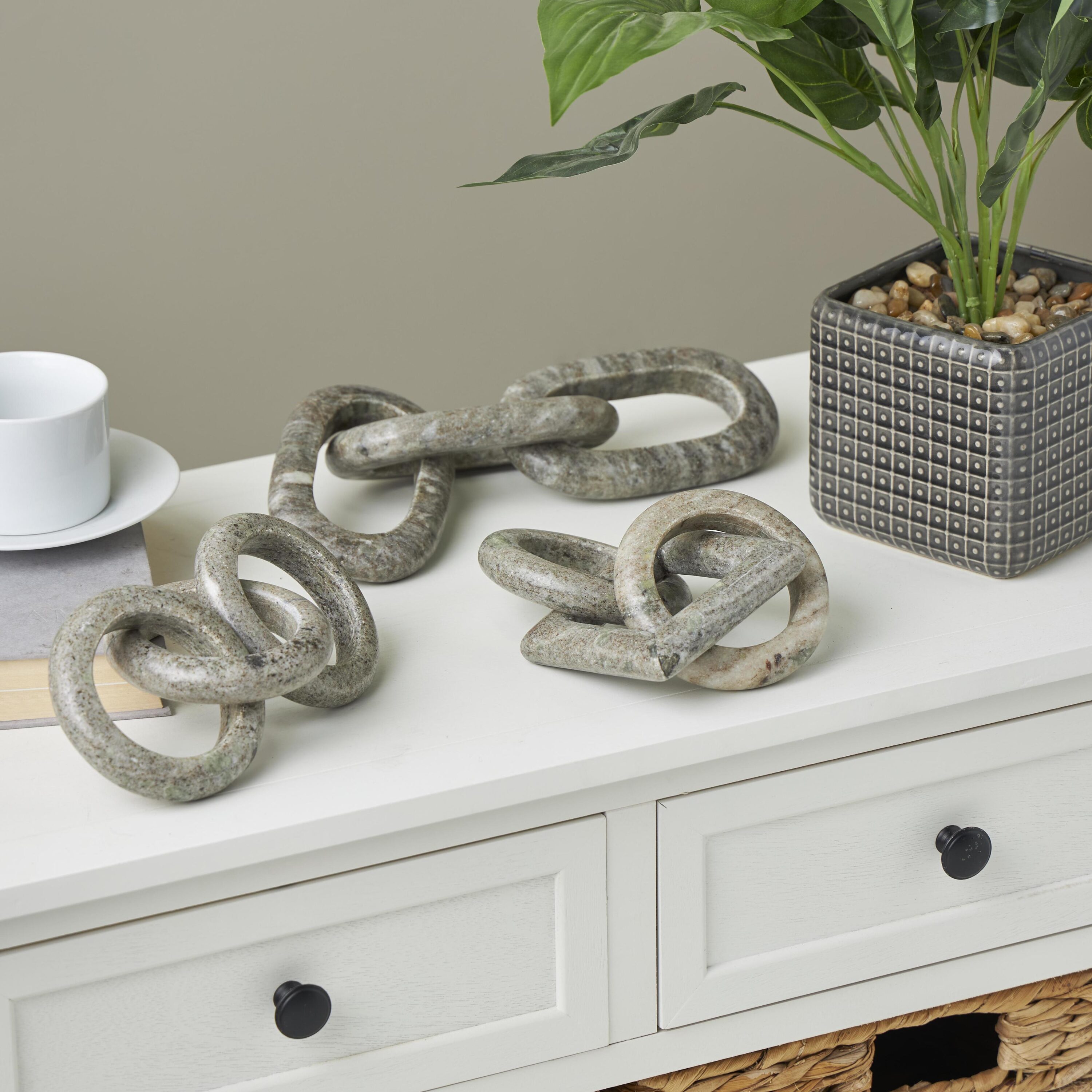 Grayson Lane 820091 3 -Pack Gray Marble Modern Sculpture