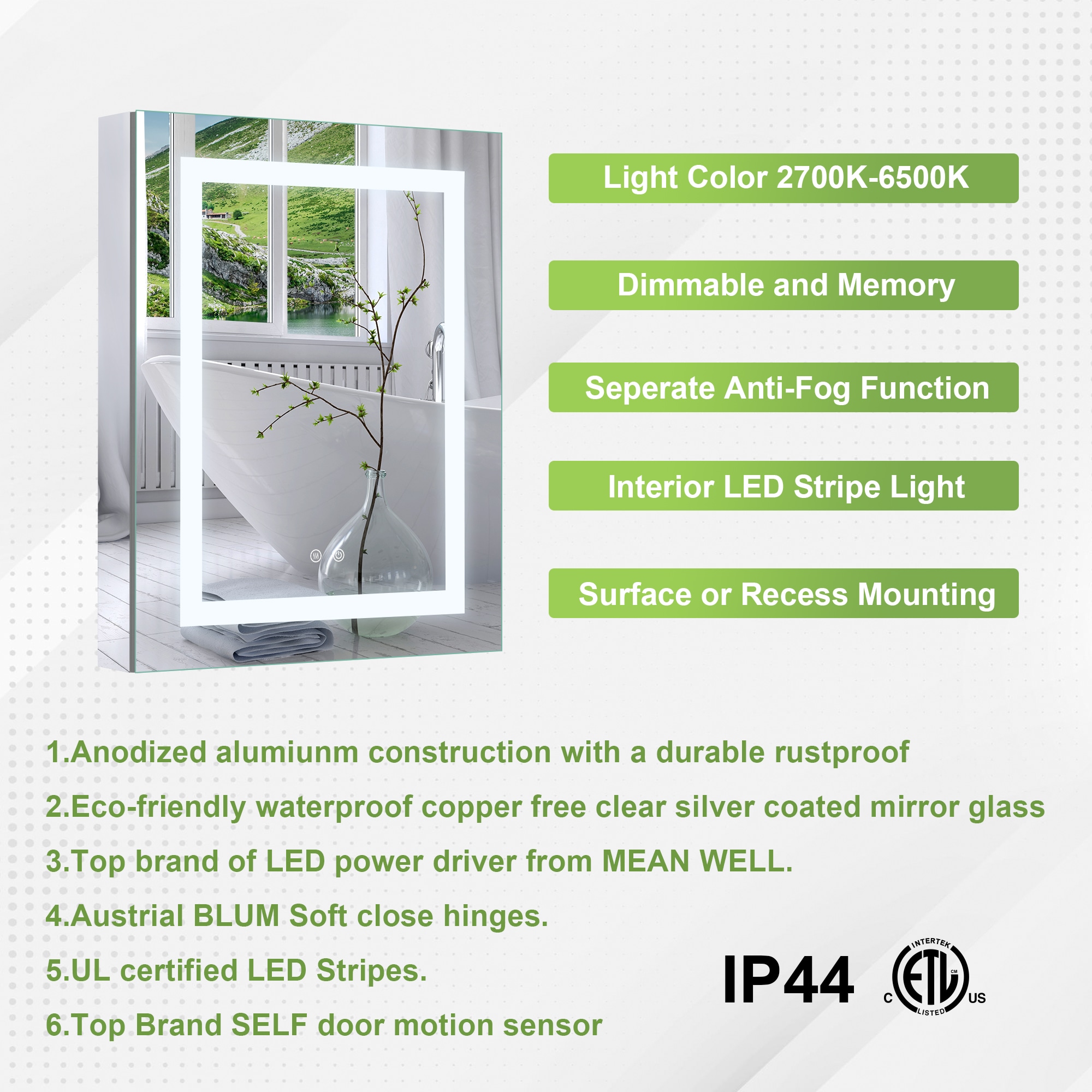 Forclover MEAL-NI2430L Bathroom-Medicine-Cabinets - View #8