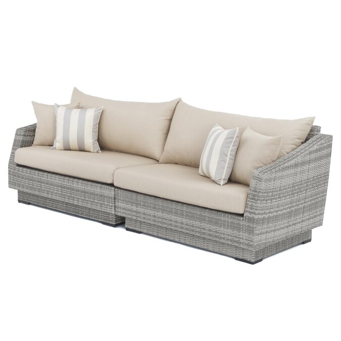 Rst Brands Cannes Wicker Outdoor Sofa With Cushion S And Slate Gray Aluminum Frame In The Patio Sectionals Sofas Department At Com Rst Brands Cannes Wicker Outdoor Sofa, Rst Outdoor Furniture
