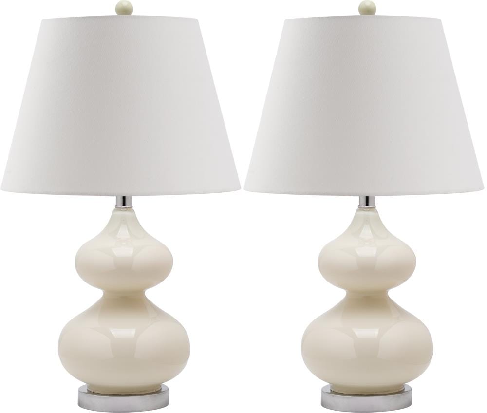 Safavieh LIT4086F-SET2 Eva Modern/contemporary Medium base (E-26) Lamp Set with White Shades