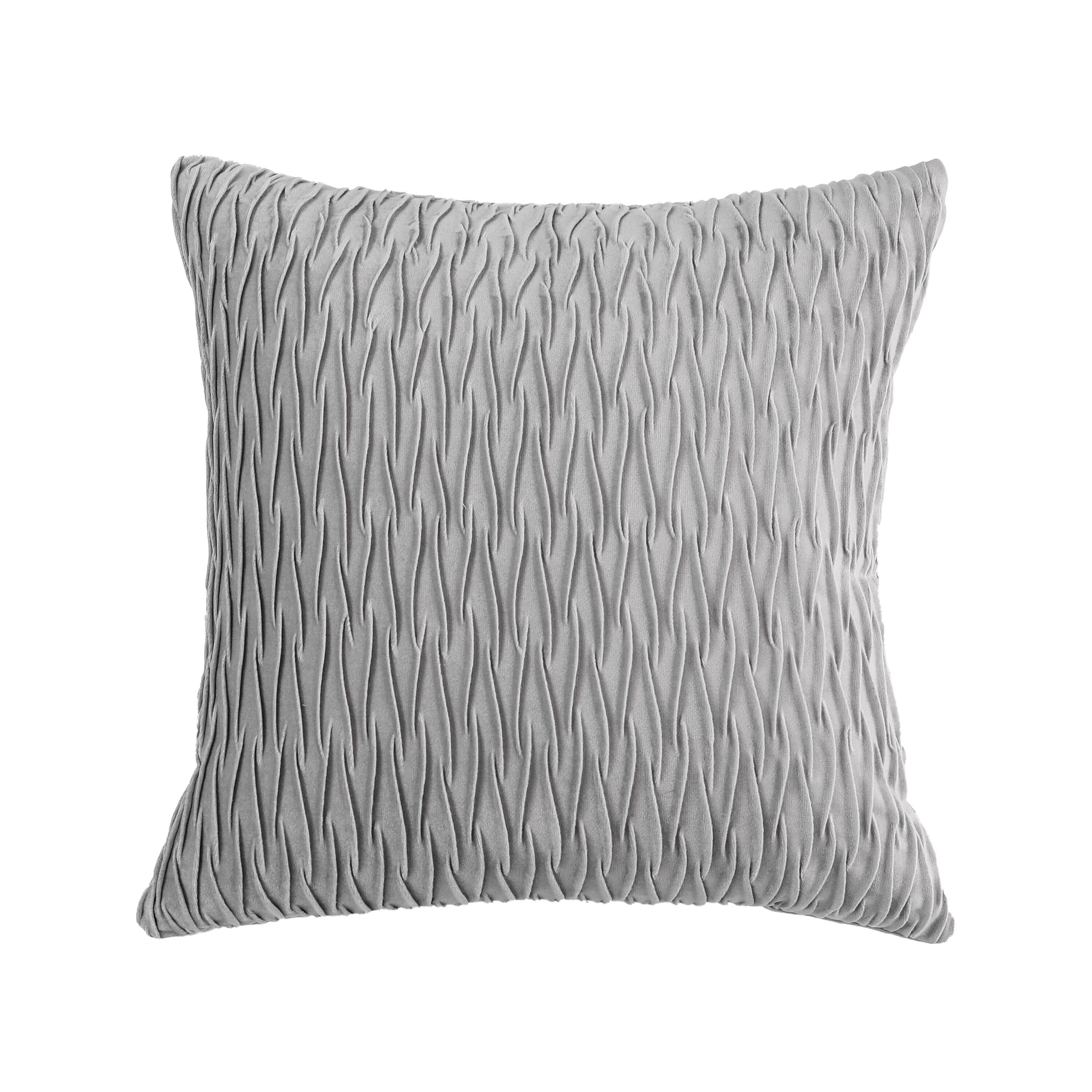 KATE AURORA Overfilled Crushed Velvet 1 Piece Zippered Christmas Accent Throw Pillow 18 in x 18 in Gray