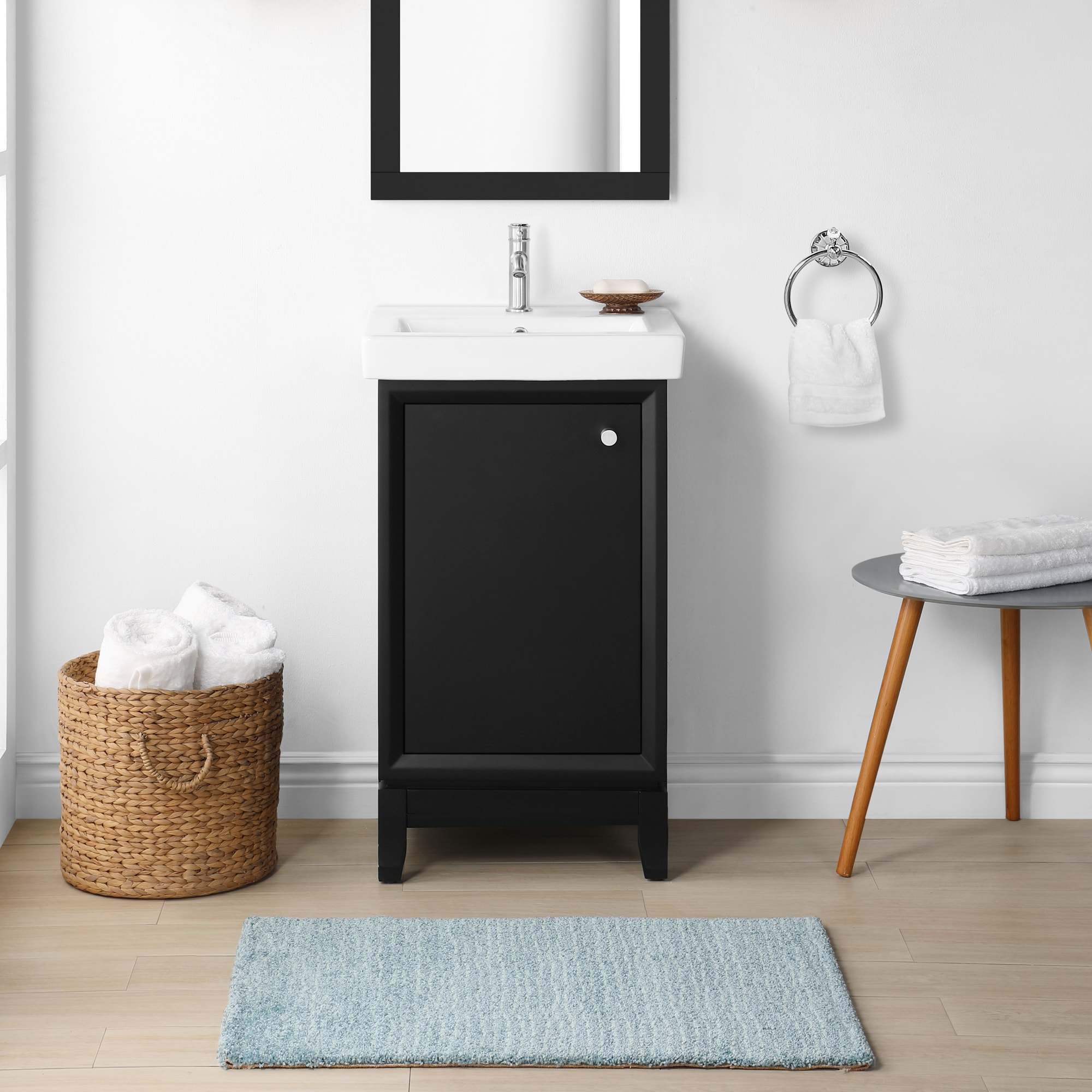 Martha Stewart 15VVA-CLAR20-050 Clarence 20-in Impress Black Undermount Single Sink Bathroom Vanity with White Ceramic Top