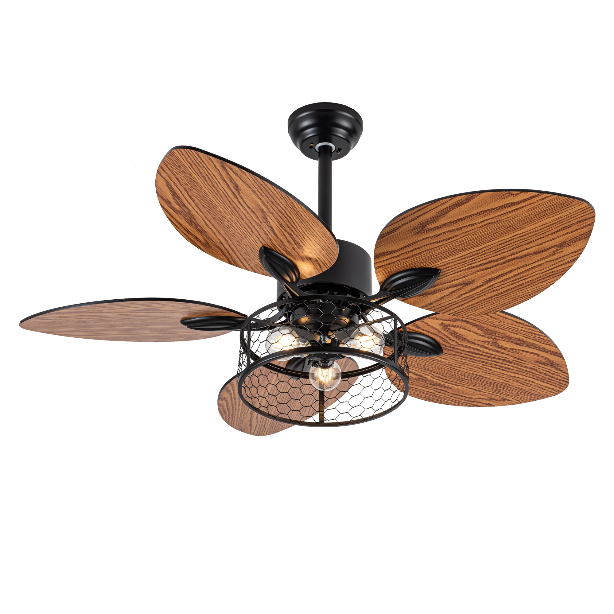 Sevenine Willoway 42in. Matte Black Indoor Maple Leaf Ceiling Fan With Light and Remote Control For Patio Living Room Bedroom NO Bulb Included