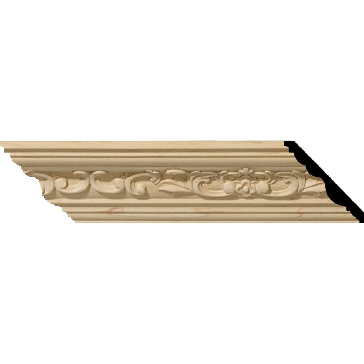 Ekena Millwork 686324 Medway Carved Wood 2-1/4-in x 7-ft 10-1/2-in Cherry Unfinished Wood 686324 Crown Moulding 2 -Pack