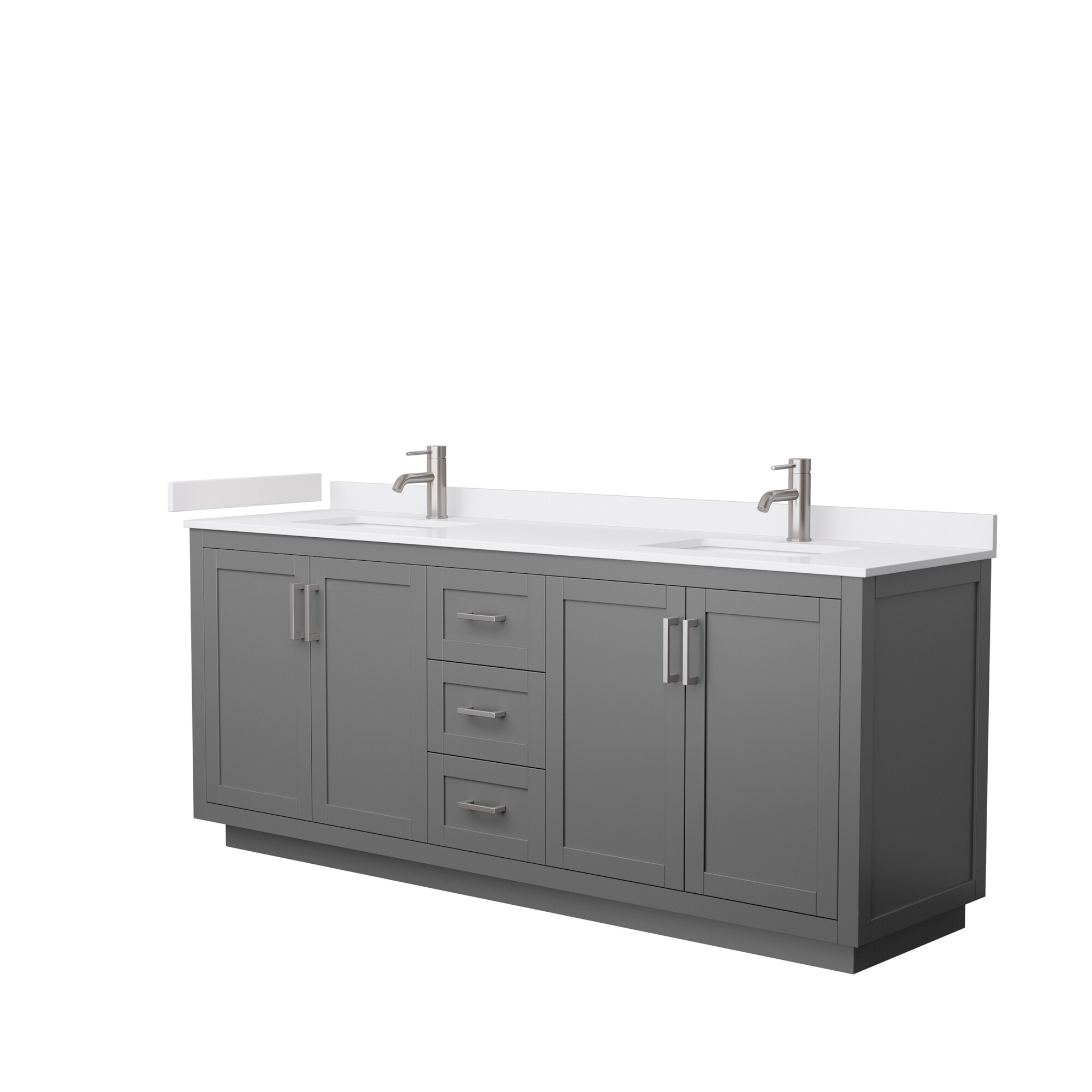Wyndham Collection WCF292980DKGWCUNSMXX Miranda 80-in Dark Gray Undermount Double Sink Bathroom Vanity with White Cultured Marble Cultured Marble Top