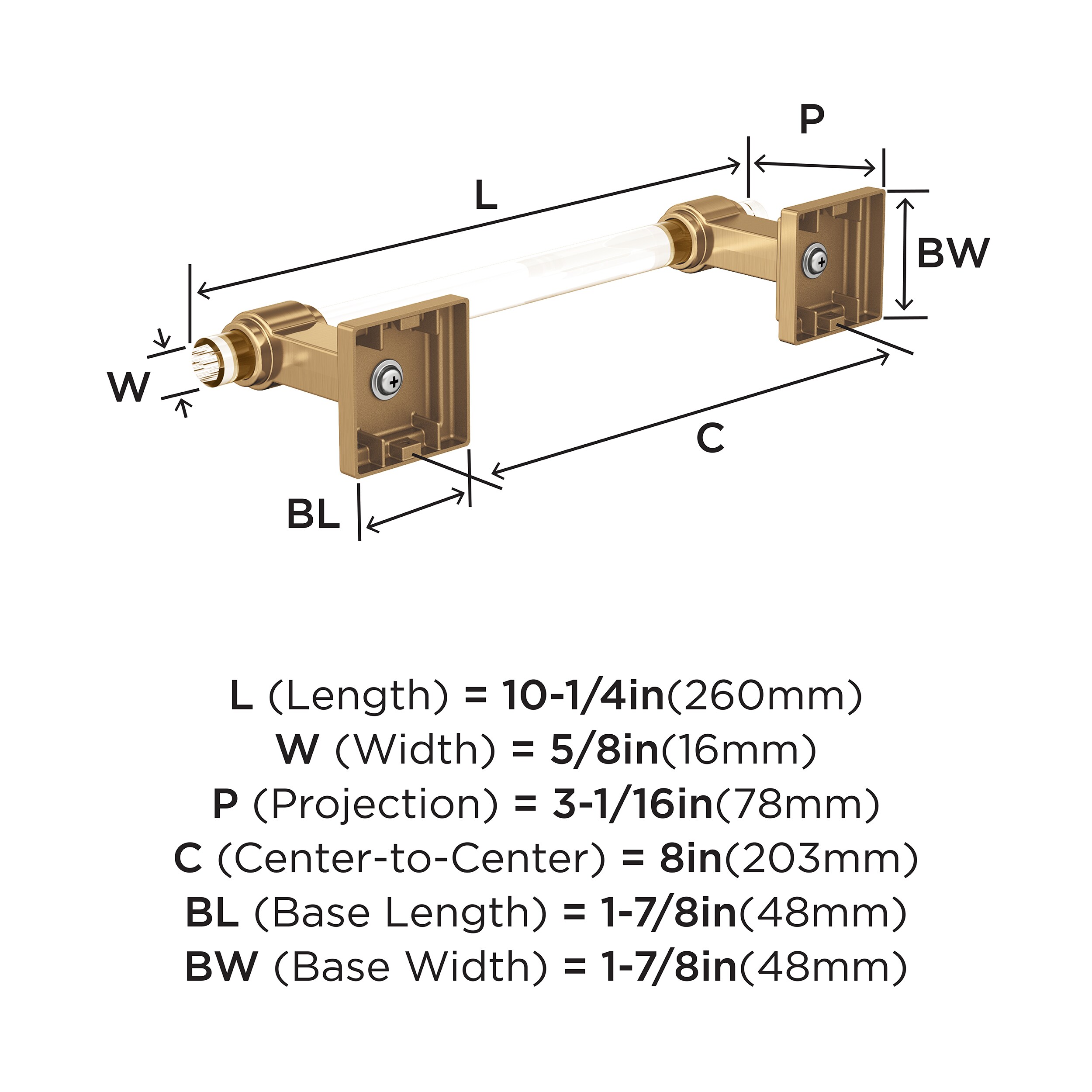 8 Inch Clear and Champagne Bronze Wall Mounted Towel Bar