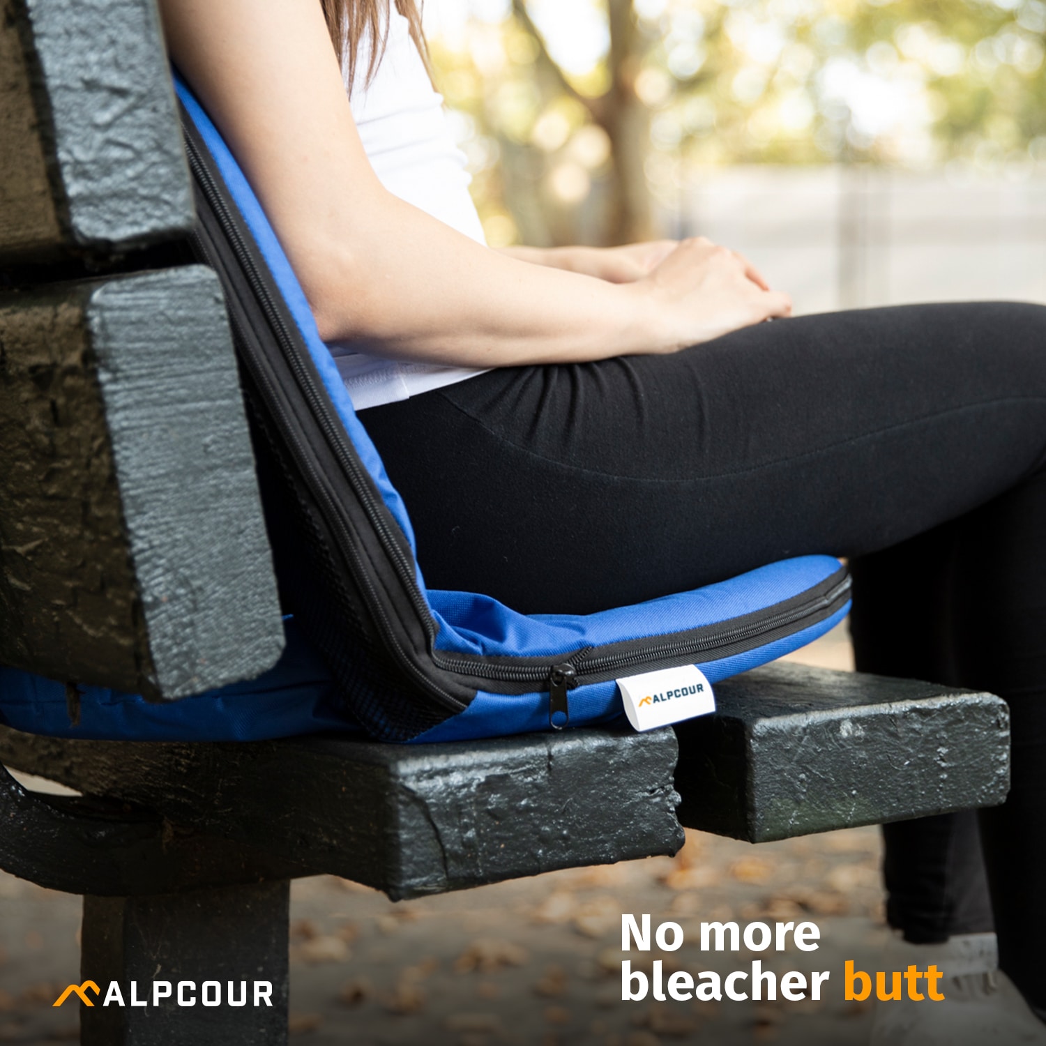 Royal Blue Waterproof Reclining Stadium Seat with Mesh Pocket