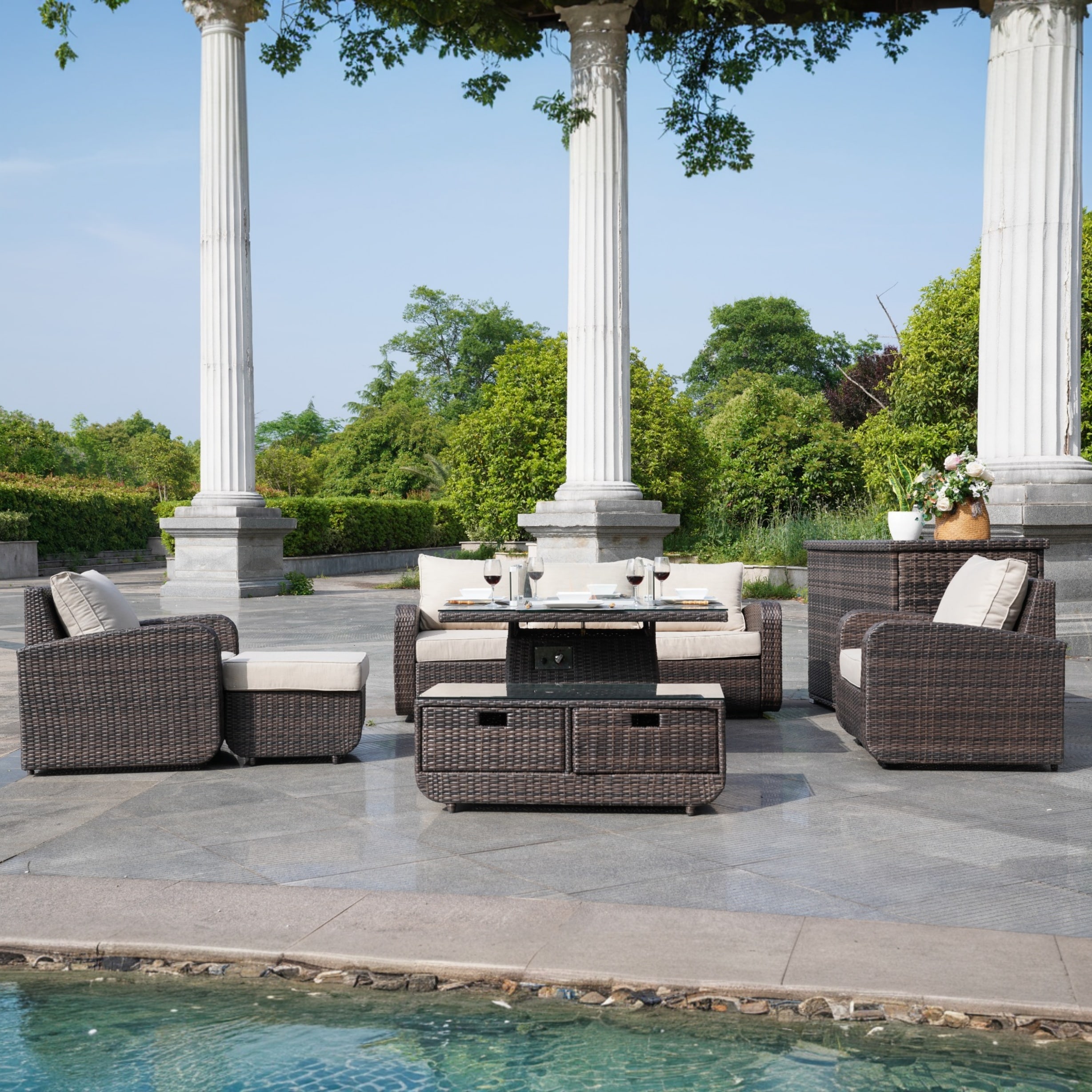 Direct Wicker DWG-041515&3256B-BR Patio-Dining-Sets - View #2