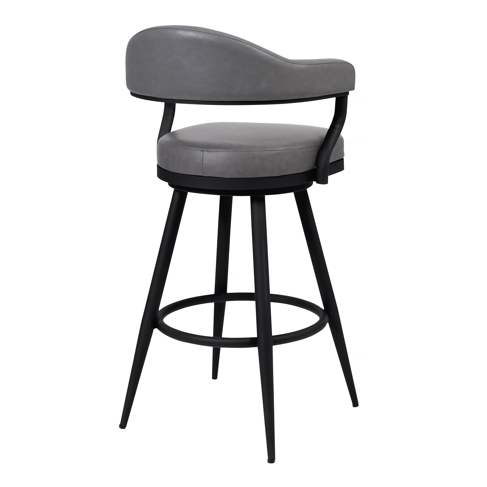 Armen Living LCJTBABLVG30 Black Powder Coated Finish 30.0-Inches H Bar height Bucket seat Upholstered Swivel Metal Bar Stool with Arms