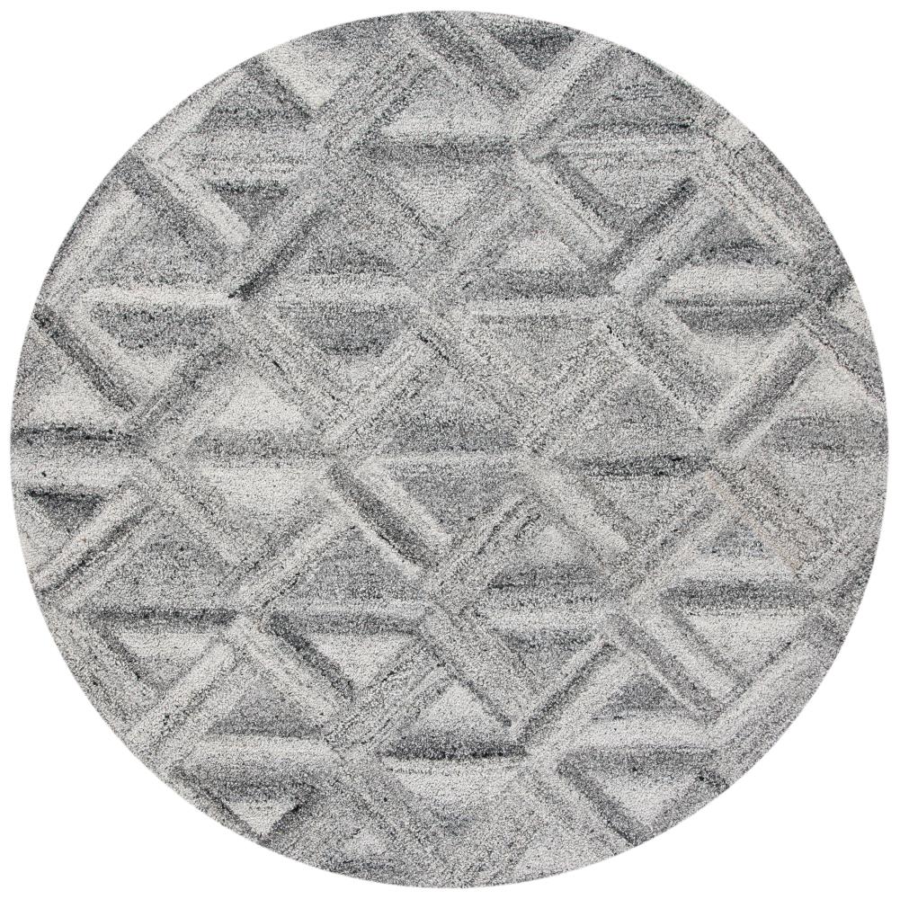 Safavieh ABT607F-6R Abstract Geo 6 x 6 (ft) Tufted Synthetic Gray/Black Round Indoor Distressed/Overdyed Farmhouse/Cottage Area rug