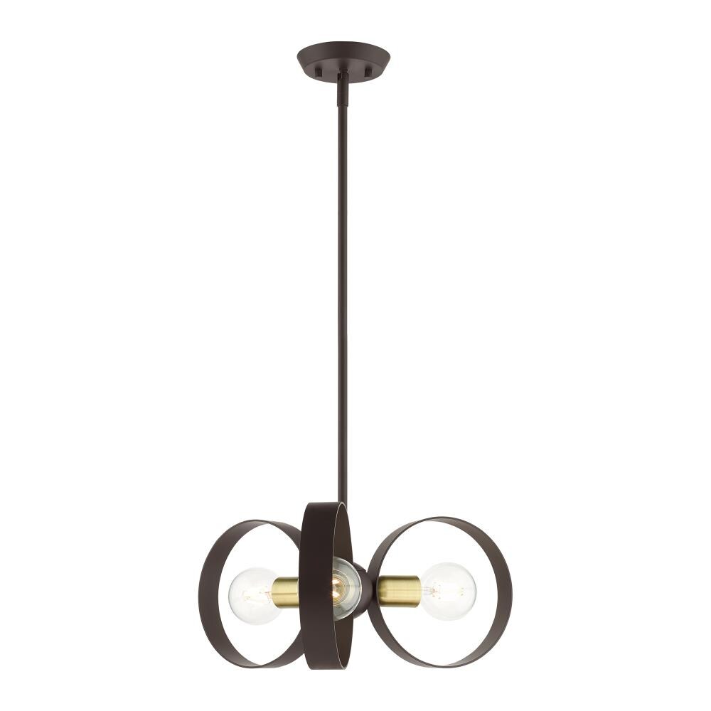Livex Lighting 46423-07 Modesto 3 -Light Matte Bronze Industrial For Use in Bathrooms, Bedrooms, Dining Rooms, Foyers, Kitchens, Living Rooms Chandelier