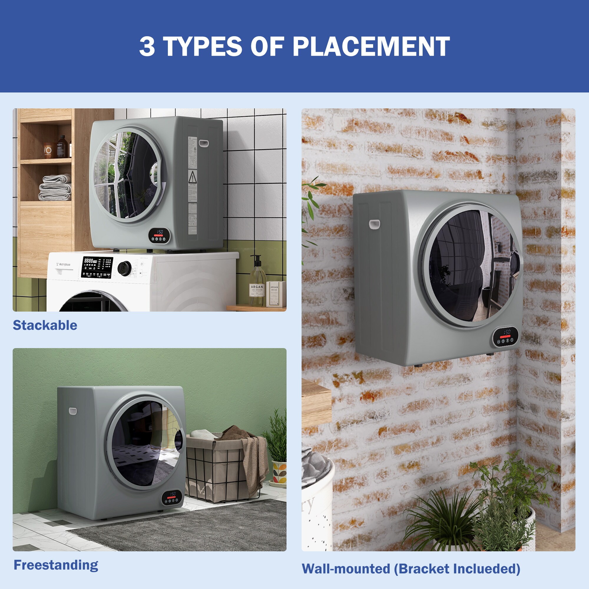 HomCom B61-009V80CG Pedestal-Washers - View #8