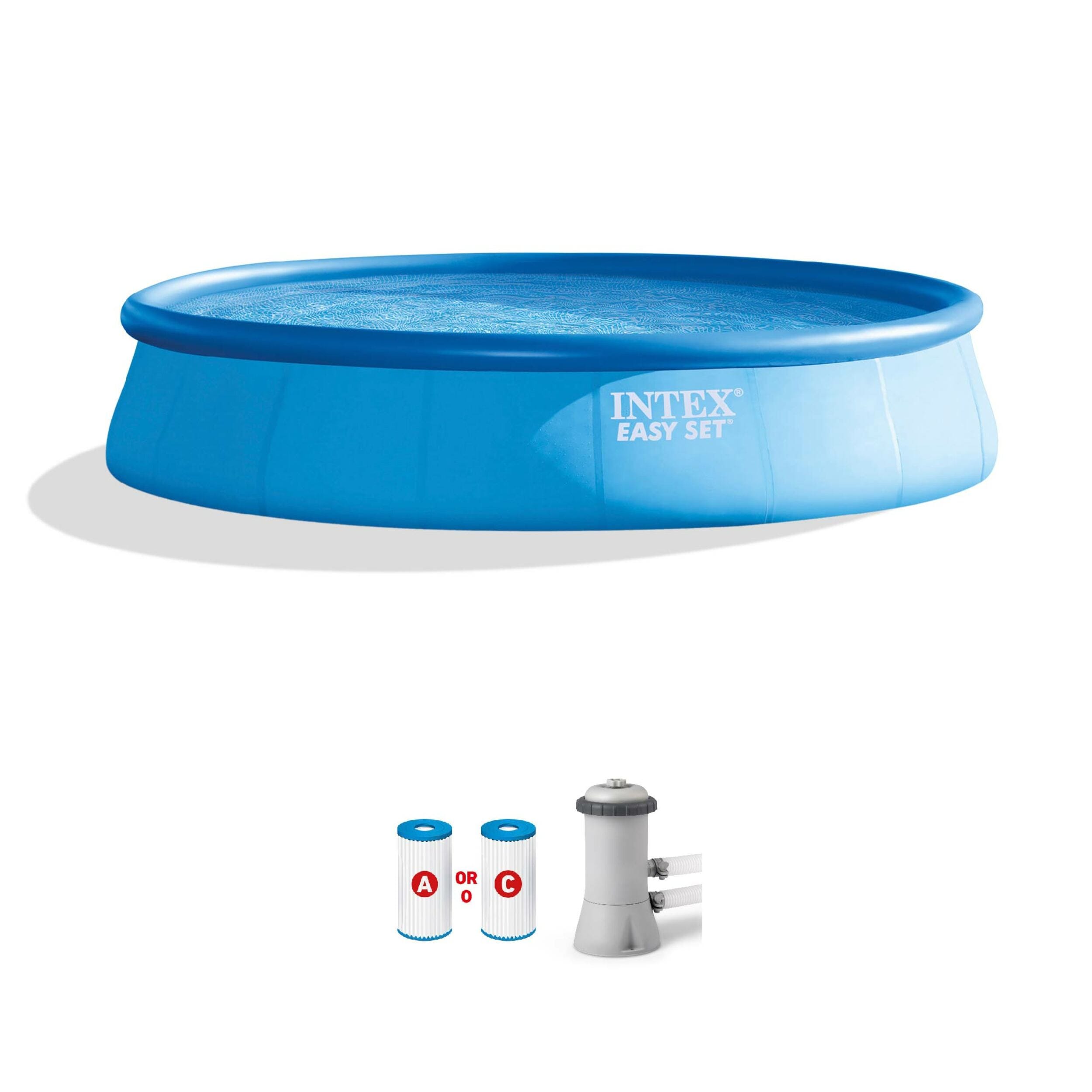 Intex 64191 13-ft x 13-ft x 32-in Inflatable top ring Round Above-Ground Pool with Filter Pump