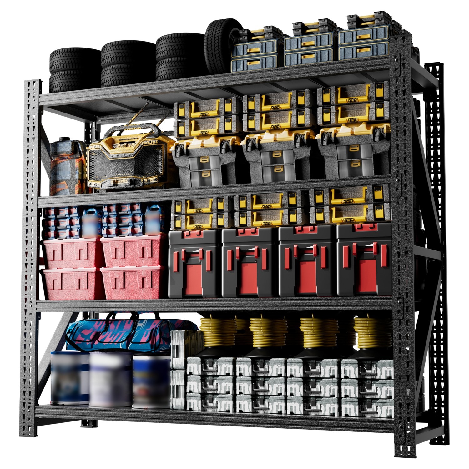 Cuschoice 79-in W x 23.7-in D x 75-in H Heavy Duty 6000LBS Industrial Metal Garage Shelving Unit Adjustable Steel Storage Rack #LSWJH-4-HUO