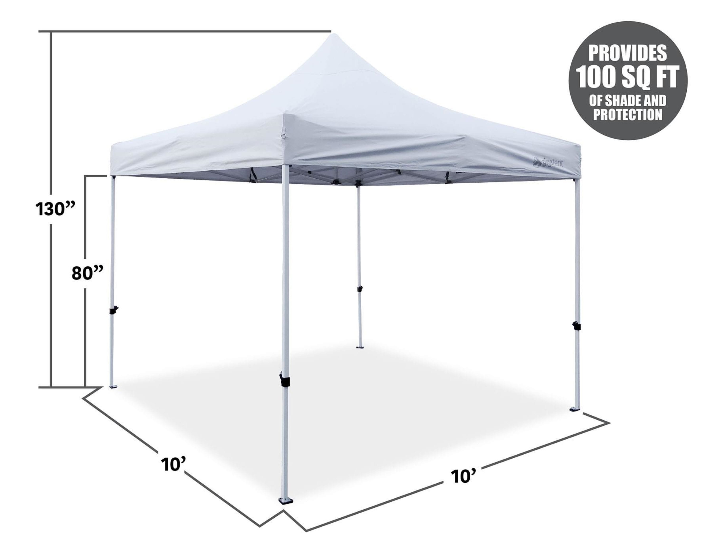 Gigatent 10-ft x 10-ft GT008 Square White Plastic Polyester Roof Semi ...