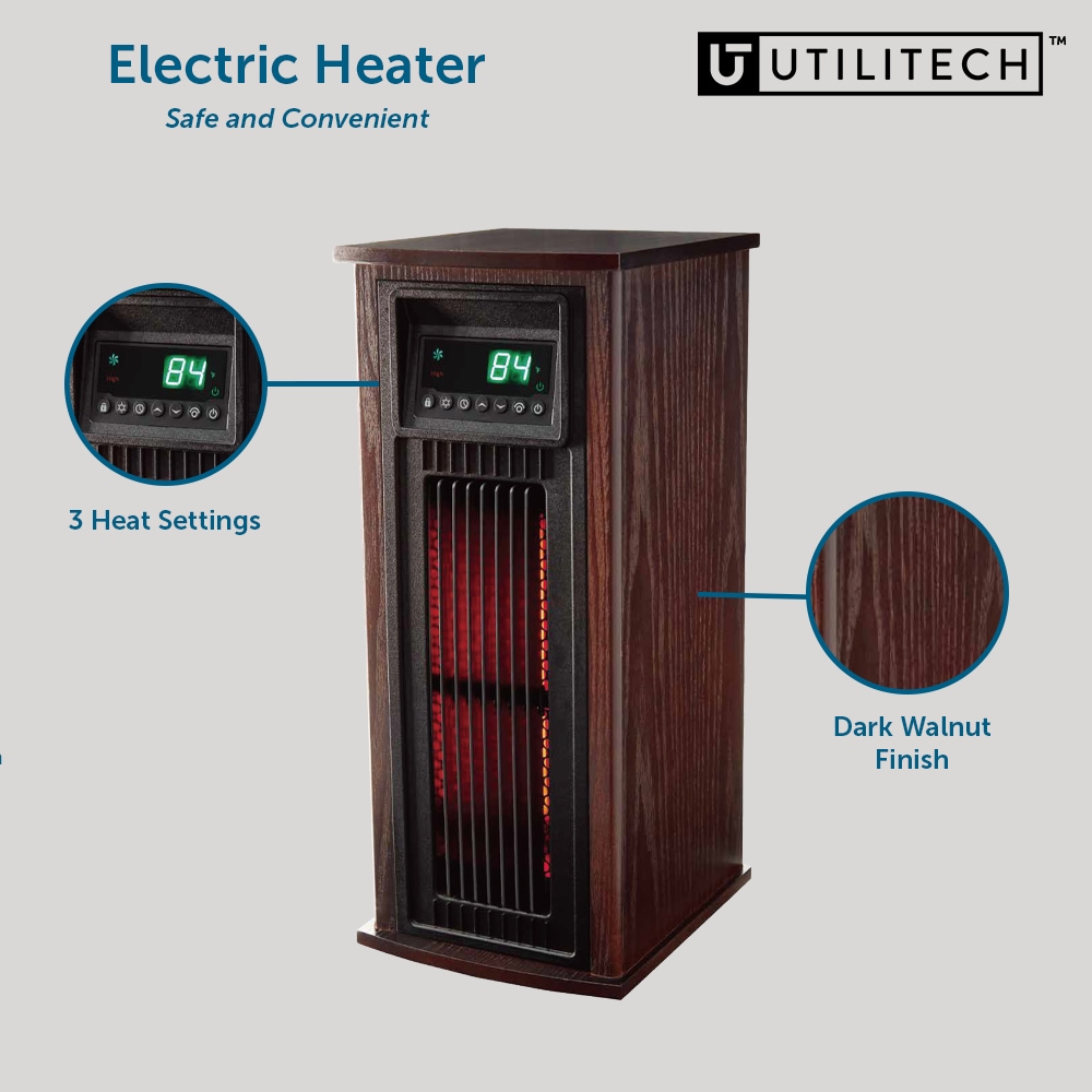 Utilitech Up to 1500-Watt Infrared Quartz Tower Indoor Electric 