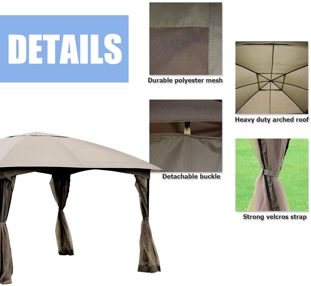 WELLFOR LWAROP75 Wood-Resin-Gazebos - View #4