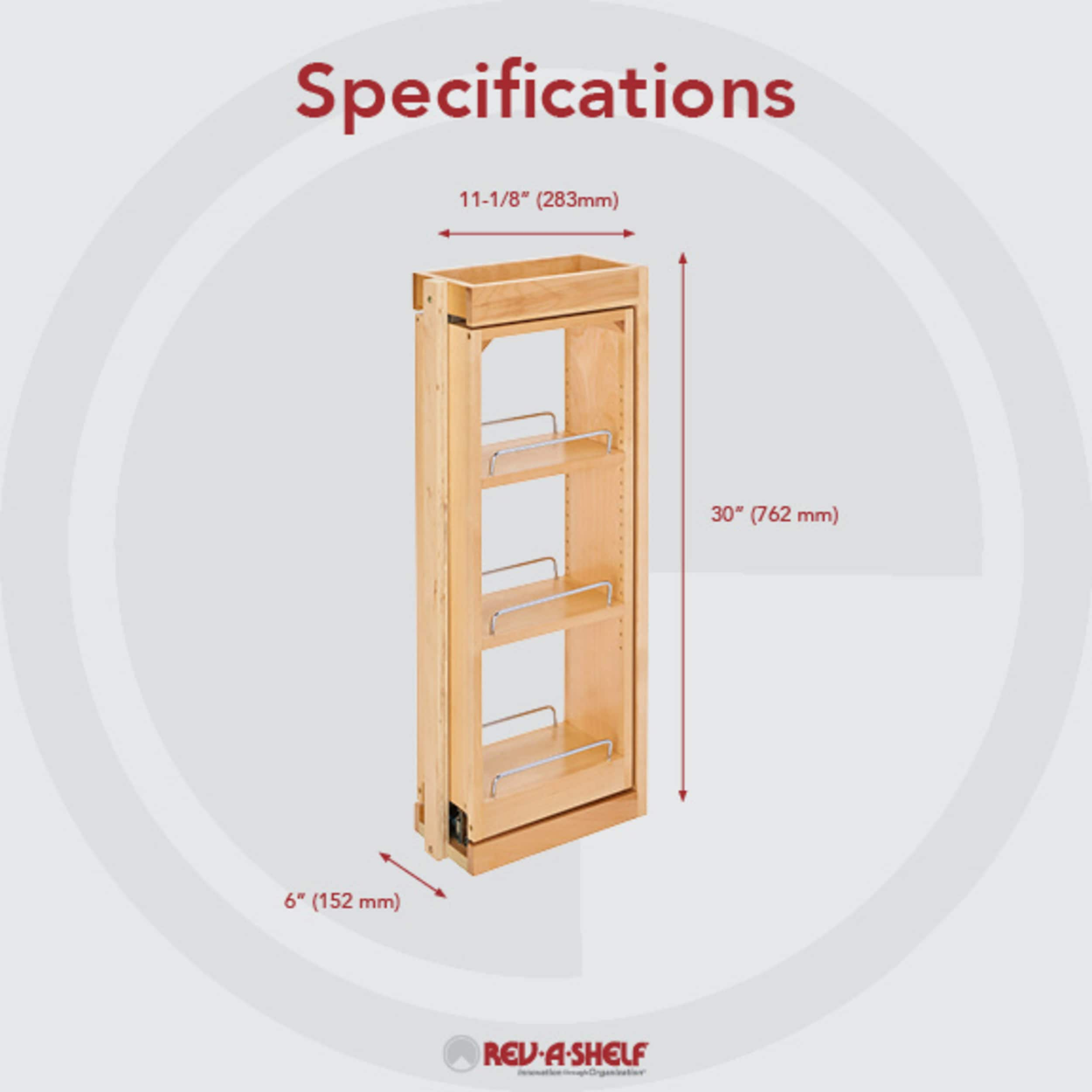 Rev-A-Shelf 27.56-in W x 6.5-in H 1-Tier Cabinet-mount Wood Soft