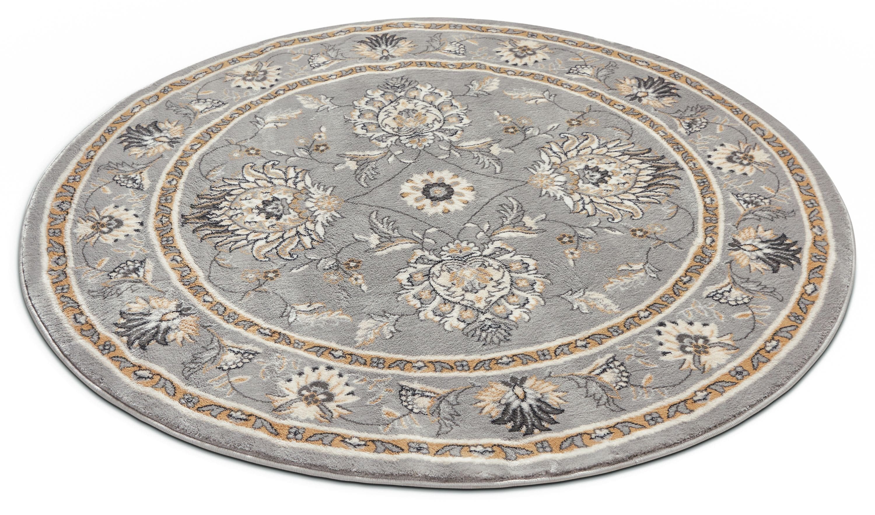 Well Woven 36080 5 x 5 (ft) Loomed Polypropylene Grey Round Indoor Medallion Persian Area rug