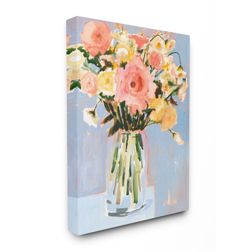 Chic Floral Bouquet Pastel Spring Flowers Victoria Borges 30-in H x 24-in W Floral Print on Canvas in Blue | - Stupell Industries AB-525-CN-24X30