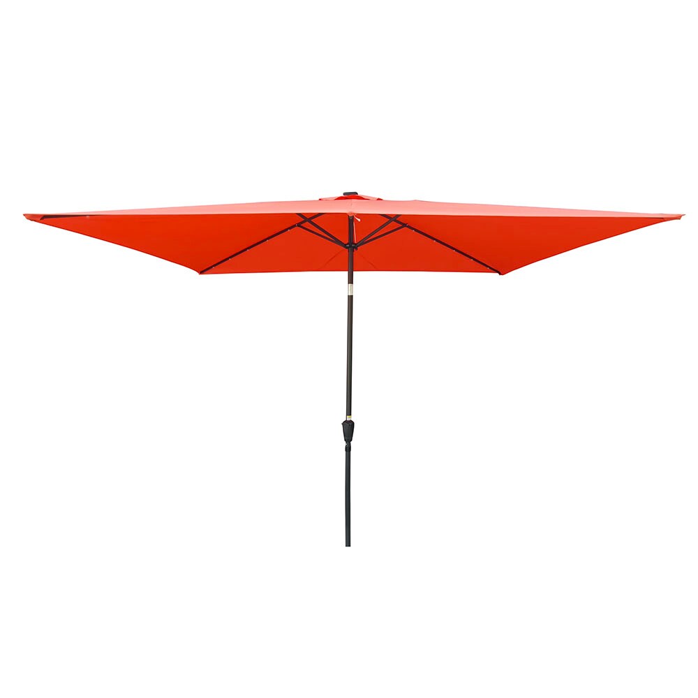 10-ft Steel Rectangular Market Patio Umbrella with Lights Polyester | - Sunrinx MG38-PU-36