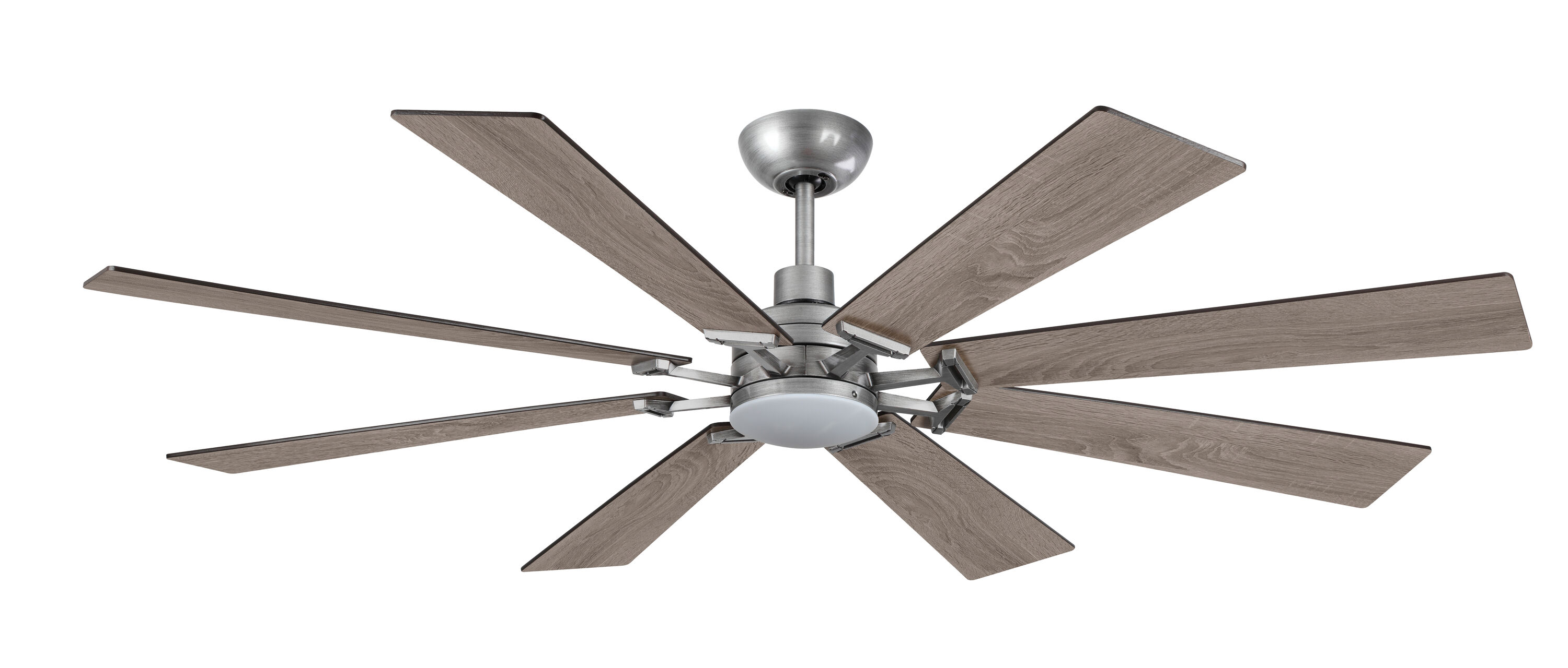 TroposAir 88860 Aria 60-in Color-Changing Integrated LED Smart Brushed Nickel with Distressed Gray Blades Ceiling Fan With Light and Remote ( 8 -Blade )