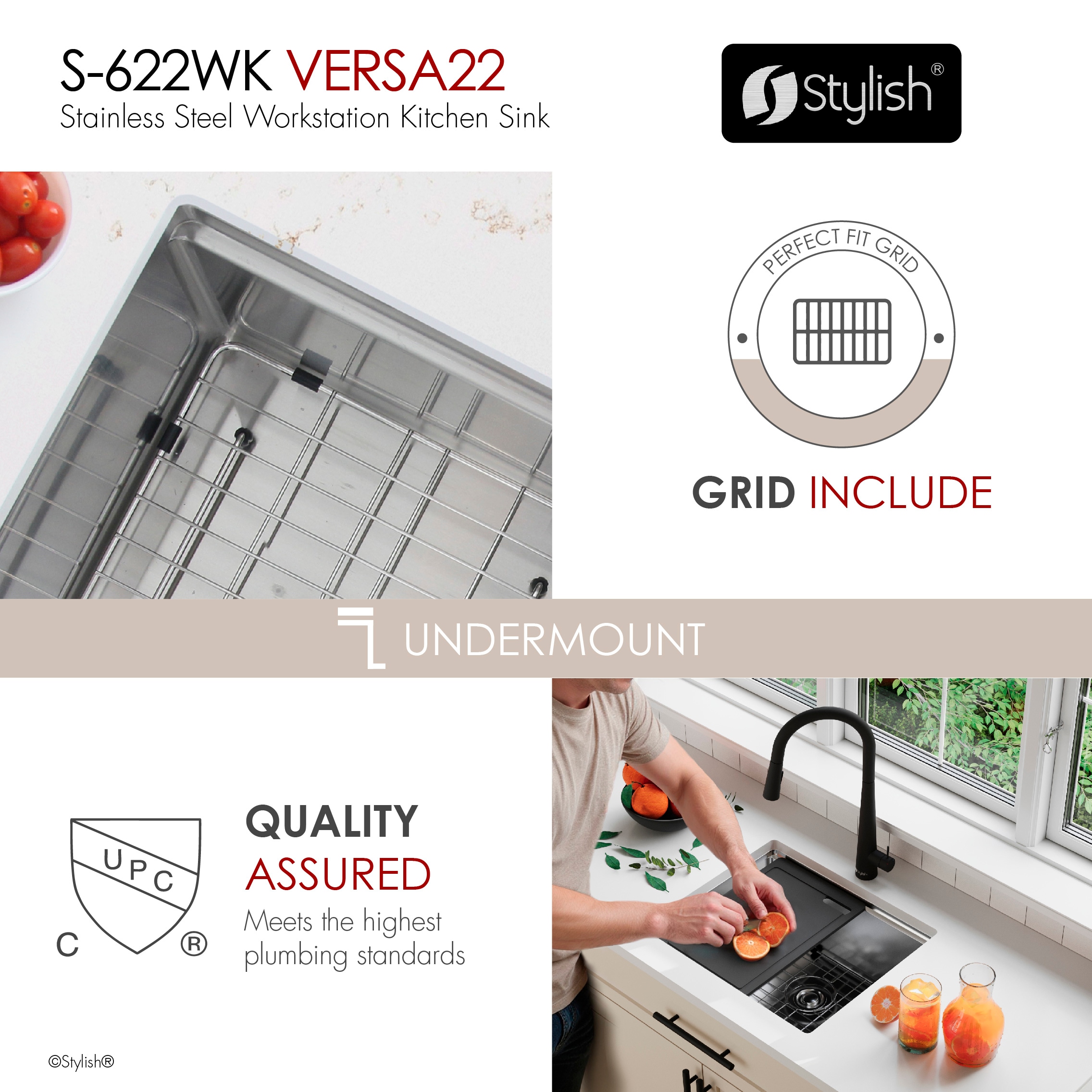 Stylish S-622WK Kitchen-Sinks - View #5