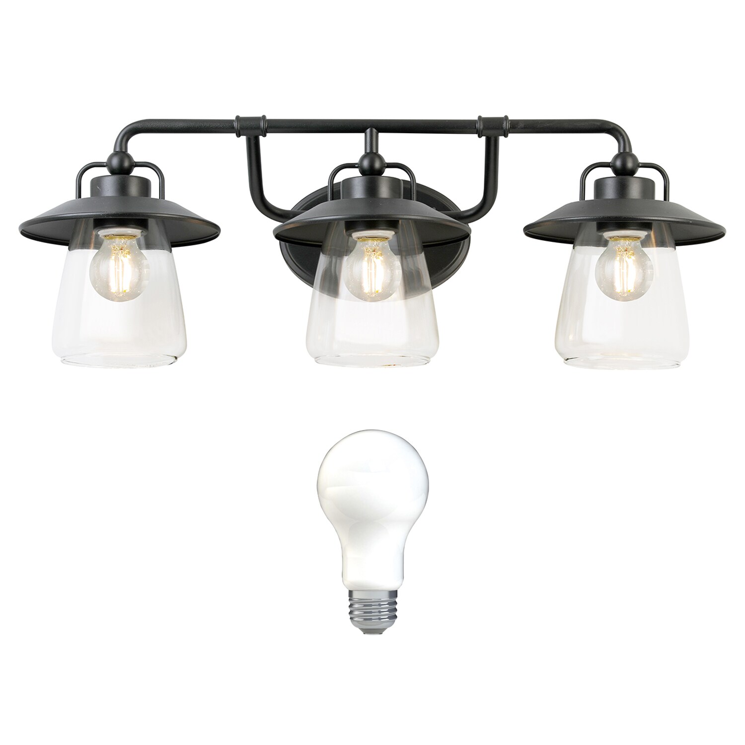 allen + roth Bristow 24-in 3-Light Black Iron Traditional Vanity Light Collection