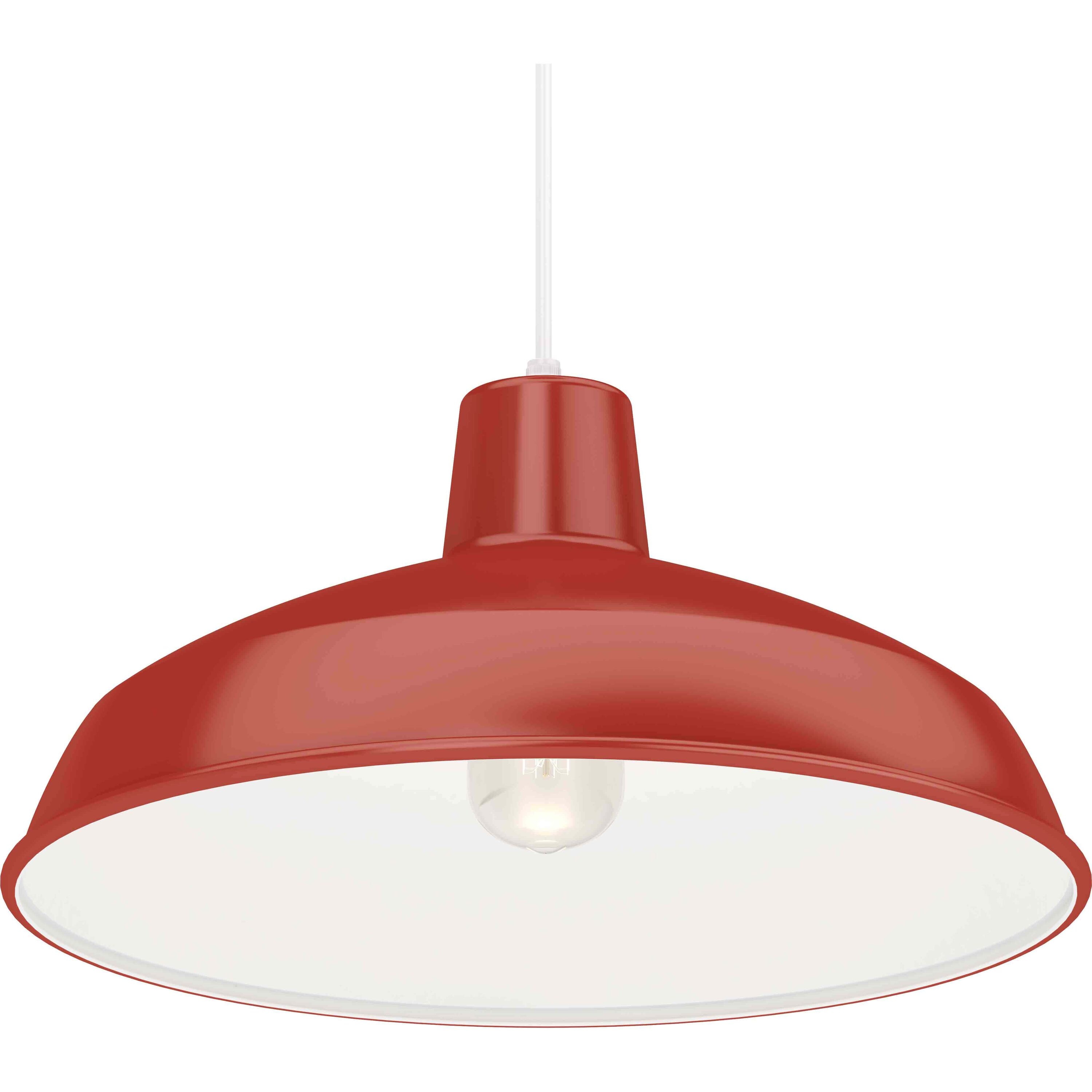 Red Metal Dome Pendant Light with Adjustable Height