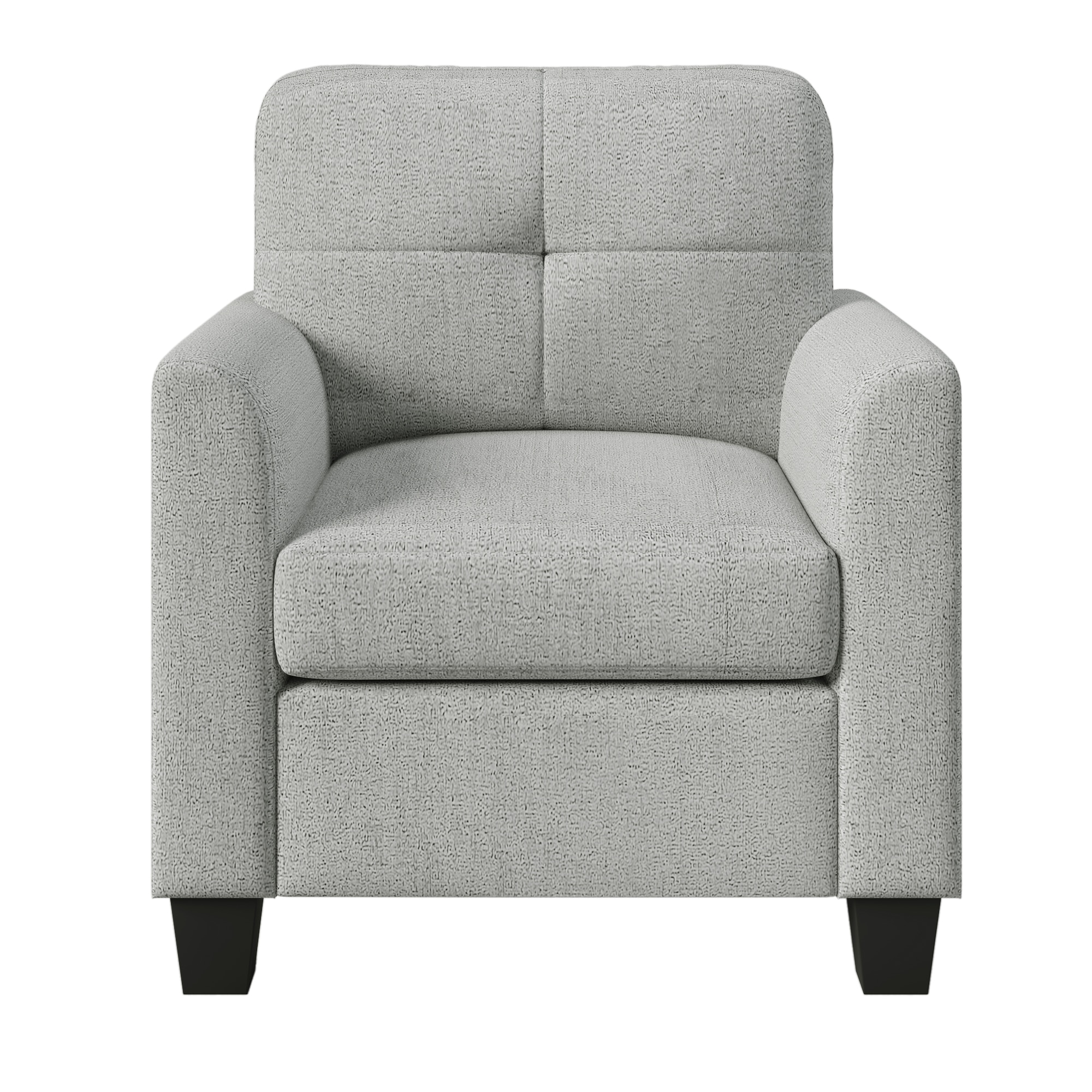 GZMR Modern Chair Cozy Armchair Button Tufted Back and Wood Leg Gray Accent Chair