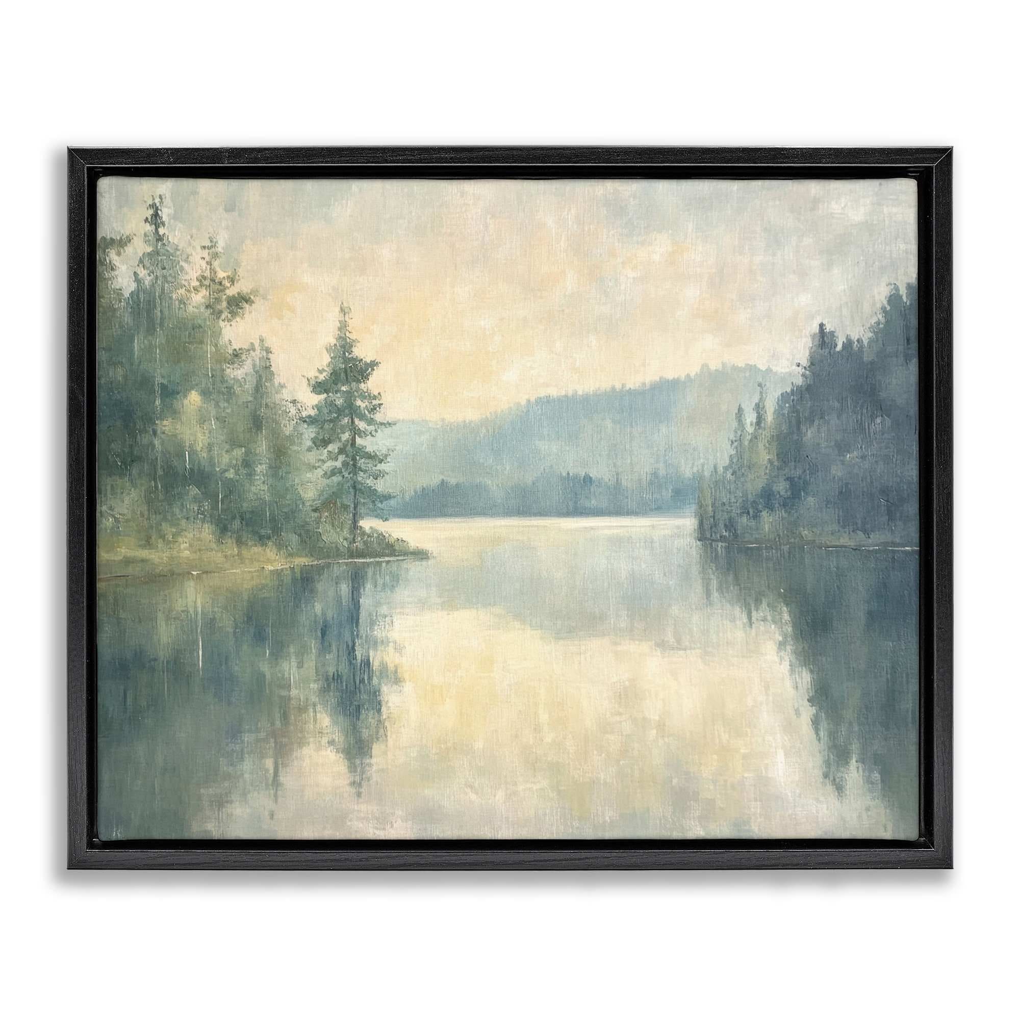 Stupell Industries BT-812-FFB-16X20 Mountain's Reflection Landscape Floating Frame design by Petal Prints Design